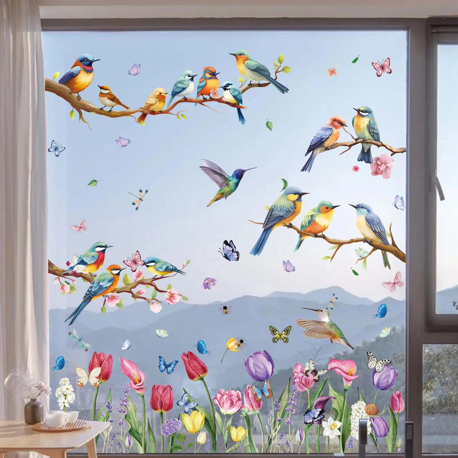 Autocollants de Fenêtre Printemps 76Pcs Hianjoo Anti-Collision Film PVC Décoration