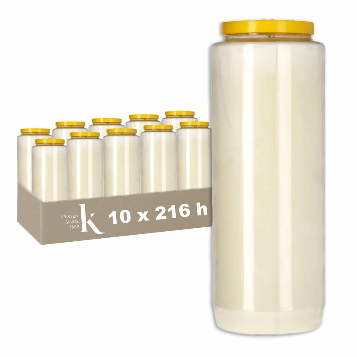 Bougie de neuvaine Kristen 9 jours lot de 10 pièces – 216 heures combustion blanc funéraire commémorative