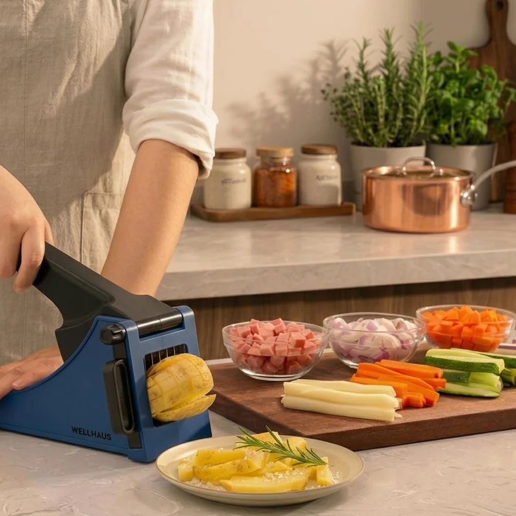 Coupe-Frites en Acier Inoxydable Multifonction pour Frites Maison, Fruits et Légumes