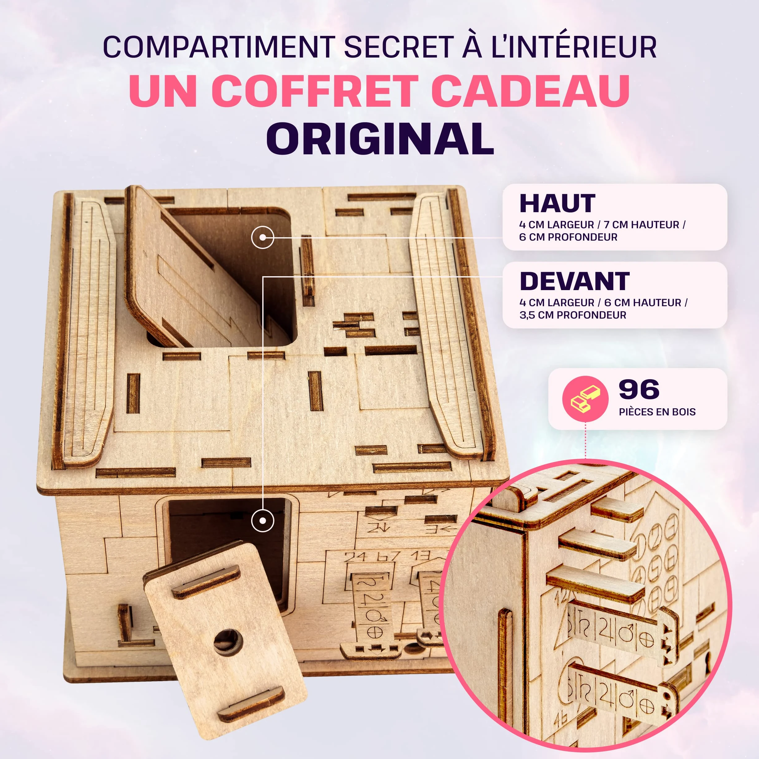ESC WELT Space Box - Boîte d'énigmes en de Bouleau - Puzzles 3D pour Adultes - Casse-tête avancé en Bois pour Les Fêtes d'anniversaire et Les Soirées en Famille - Boîte à Puzzles en Bois