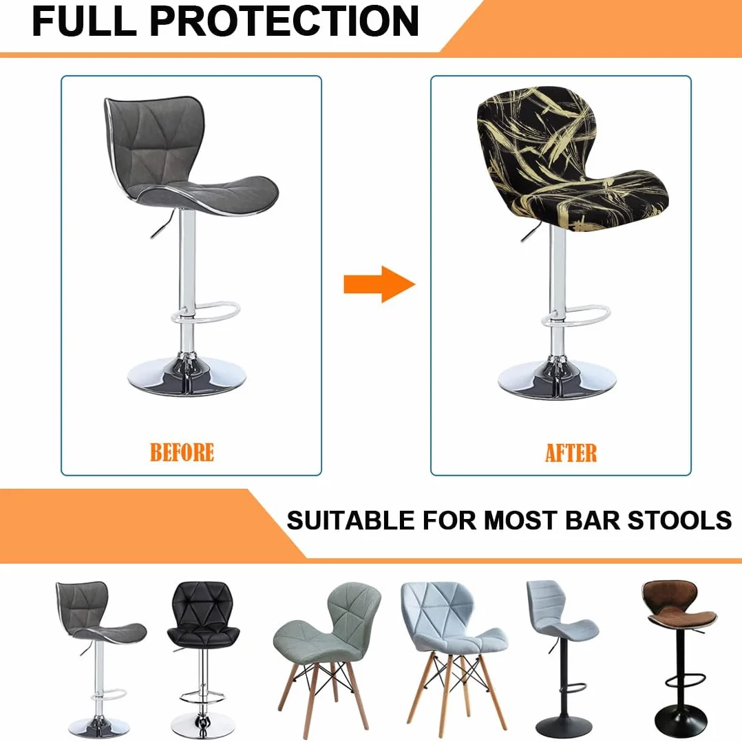Levoberg Housse de Tabouret de Bar Incurvé Extensible avec Dossier Couverture Rotatif 4 Pièces