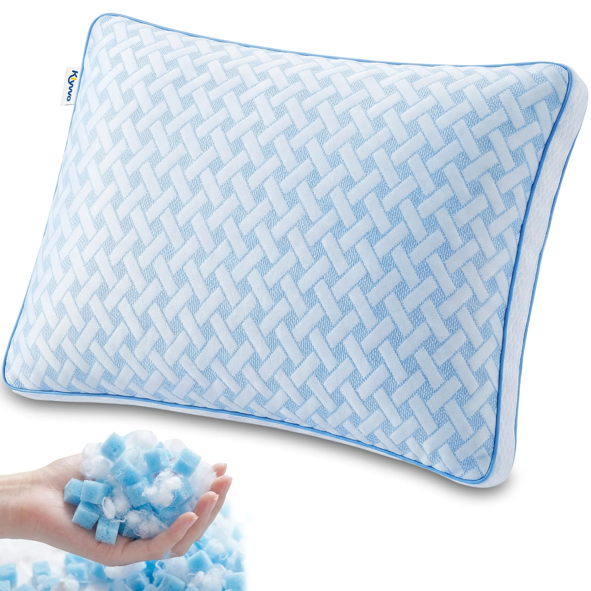 Oreiller mémoire de forme Gel – Oreiller 50x70 cervical à hauteur réglable, coussin respirant confortable, régulation thermique bi-face, avec housse amovible lavable, idéal pour toutes positions