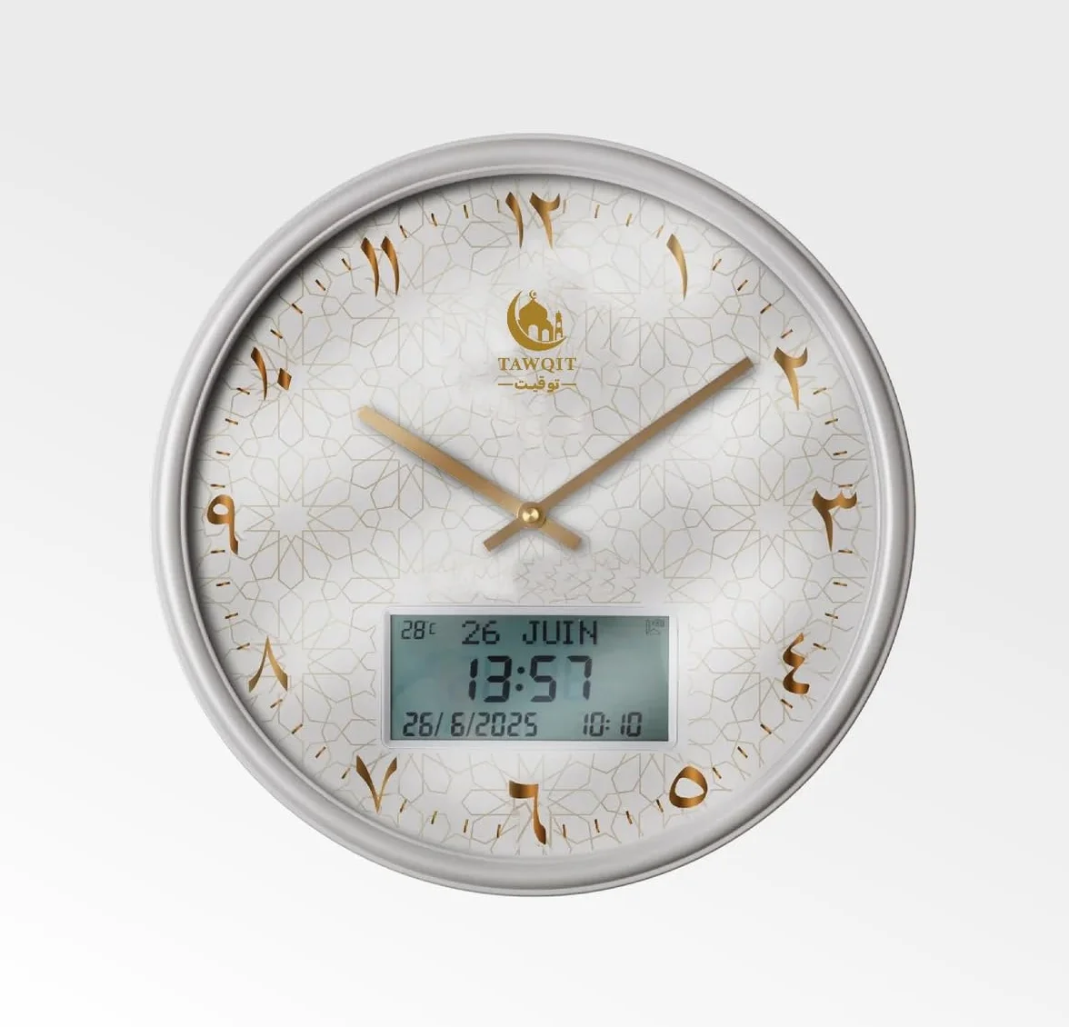 TAWQIT Horloge Azan Appel à la Prière Affichage Digital Support Bois