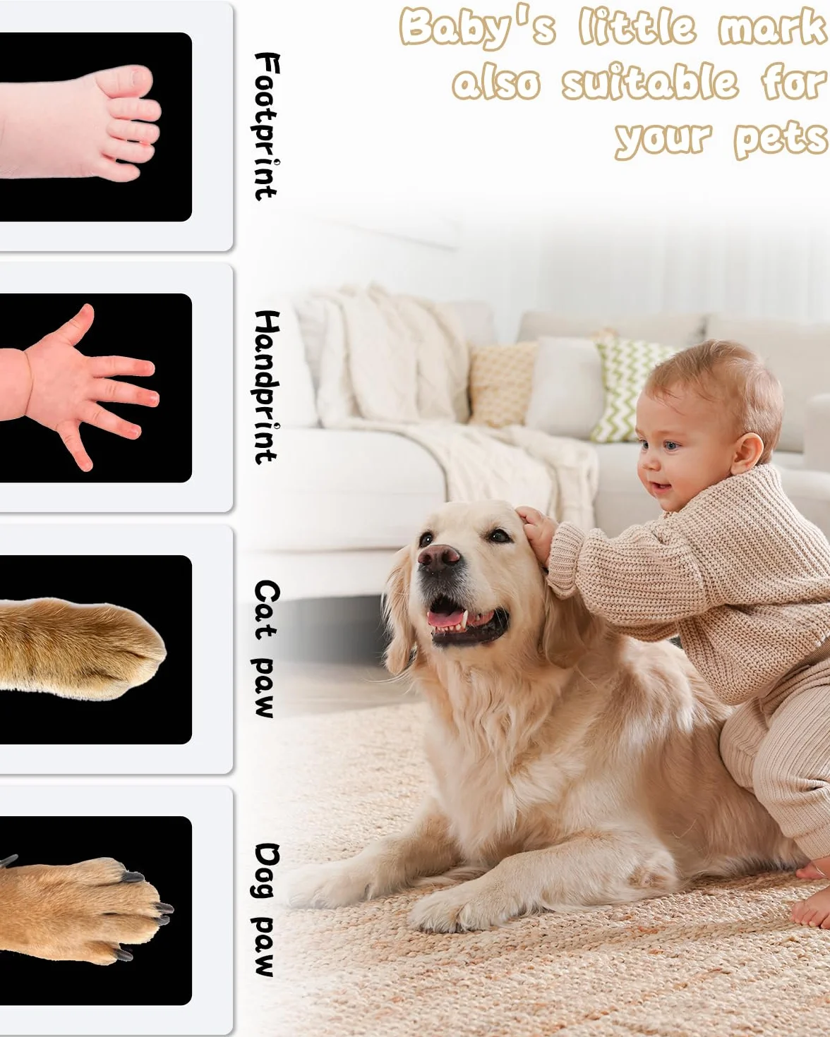 Kit d'empreintes de main et de pied pour bébé nouveau-né 0-6 mois, lot de 4, peau de bébé sans contact avec la couleur