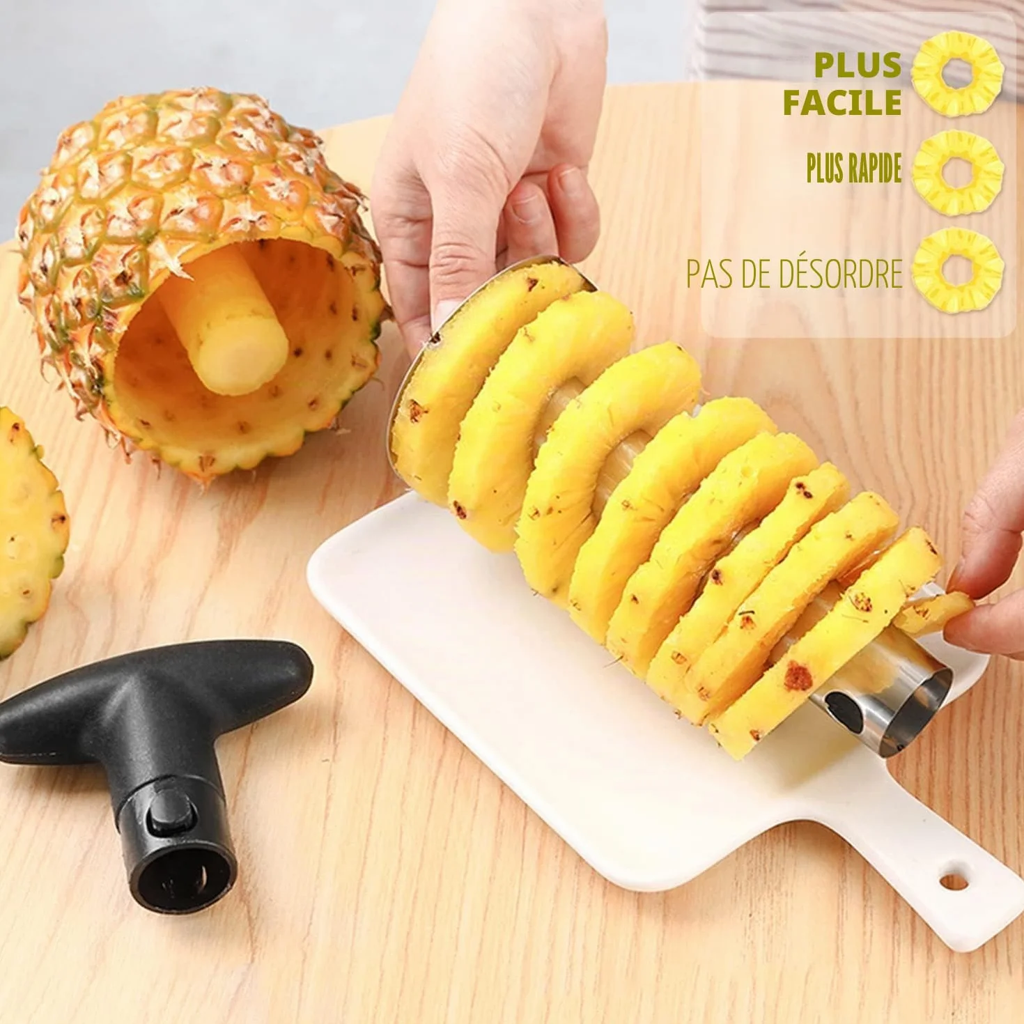 Coupe Ananas Acier Inoxydable Éplucheur d'Ananas Outil Cuisine Lame Fruits