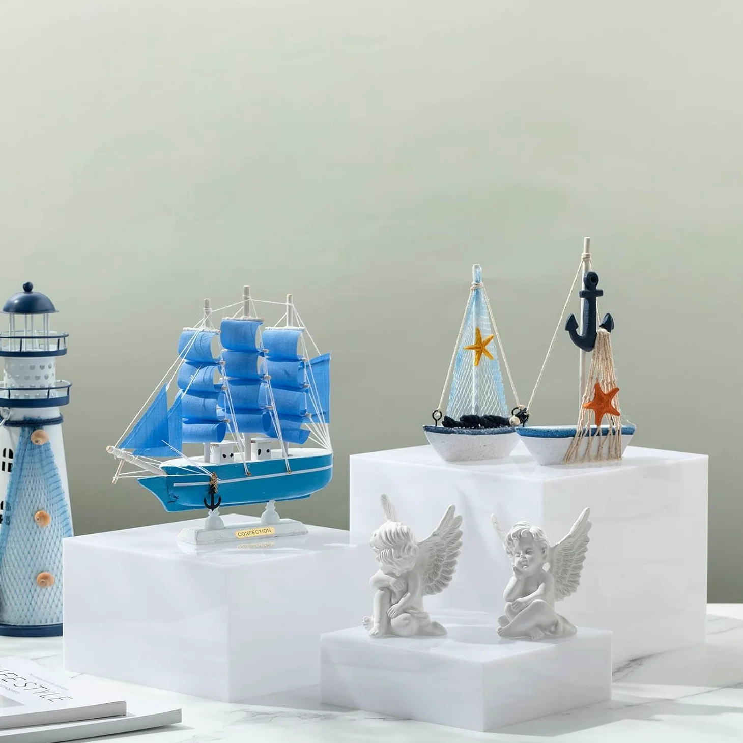8 Pièces Presentoir Buffet,Cubes Blancs en Acrylique avec Fonds Creux,pour Restauration,Dessert,Bijoux,Figurines
