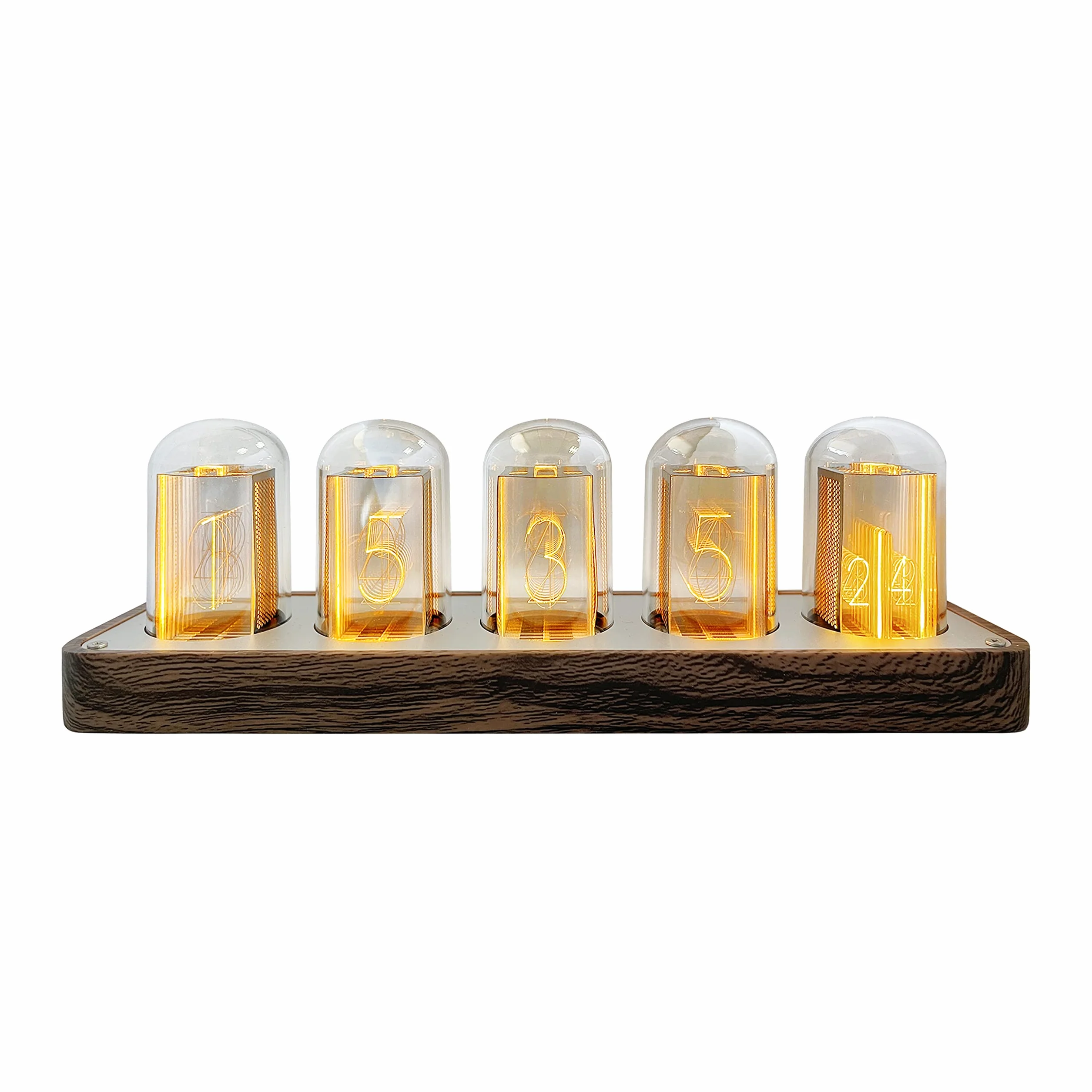Horloge électronique LED à tube lumineux RVB 5 couleurs en bois imitation Nixie rétro moderne USB décoration intérieur