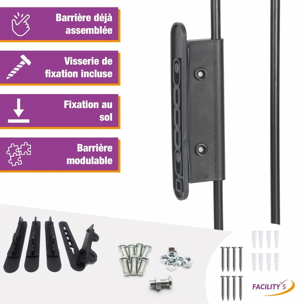 FACILITYS Barrière de Sécurité Enfant Grille Protection Cheminée Pliable Métal 300 cm 1 Porte 5 Panneaux Préassemblés