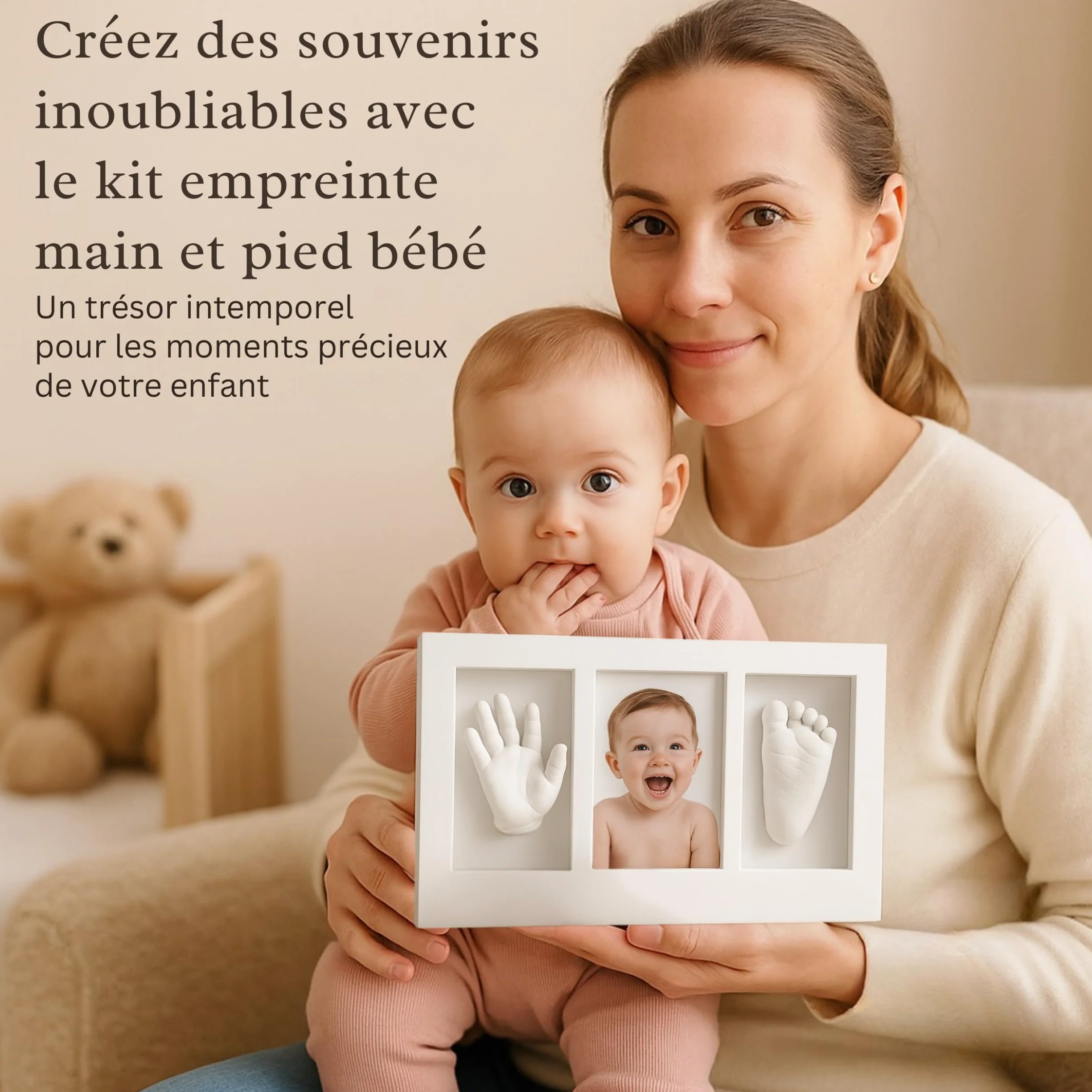 Coffret Naissance Personnalisé Plâtre Non Toxique Kit Empreinte Main Pied Bébé Cadeau Baby Shower Baptême