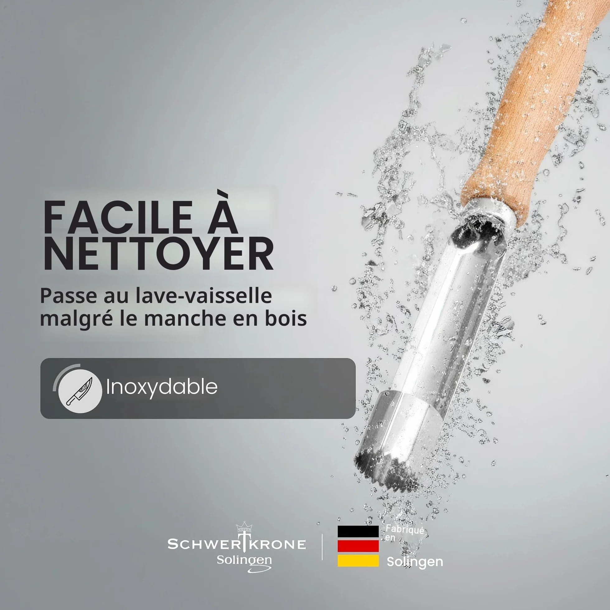 SCHWERTKRONE® Vide Pomme MADE IN GERMANY Éplucheur de Pommes Enleve Trognon Evideur & Denoyauteur Pomme Bois de Hêtre