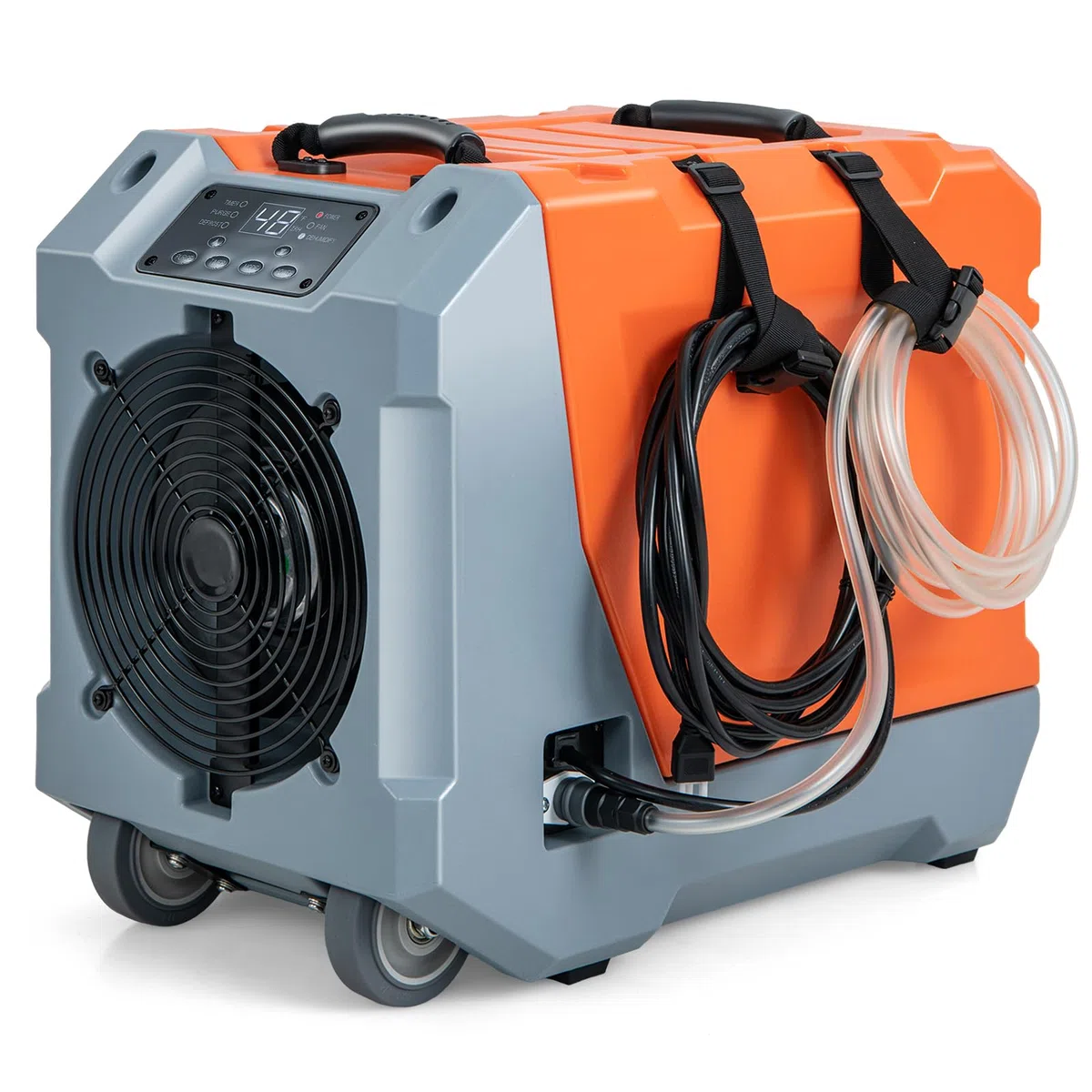 COSTWAY Déshumidificateur Commercial 85L/Jour avec Pompe 2 Roues (Orange)