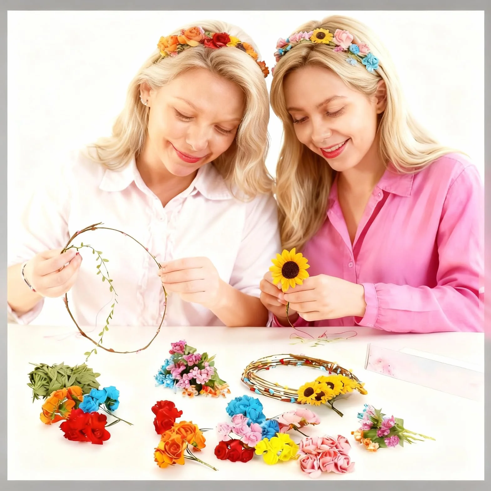 Meetory Couronne de fleurs adulte Kit bricolage bijoux cheveux fête anniversaire mariage