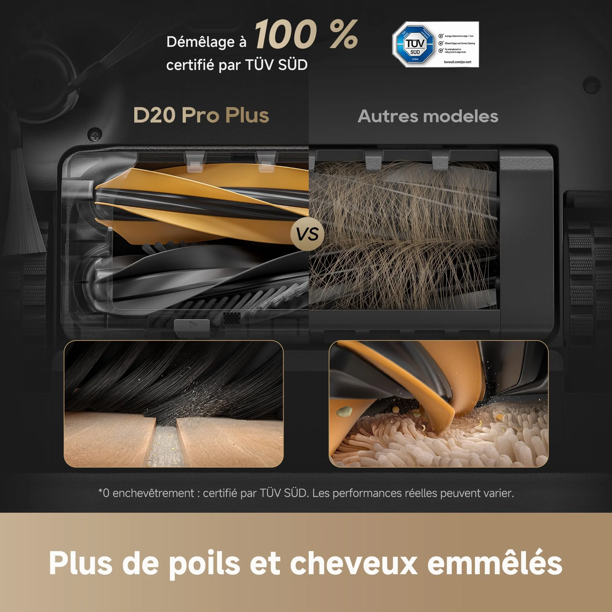 dreame D20 Pro Plus Robot Aspirateur 2-en-1, 13 000 Pa, Double Brosse, Auto-Vidage, Laser Navigation, Capteur Distance, Batterie 5200 mAh