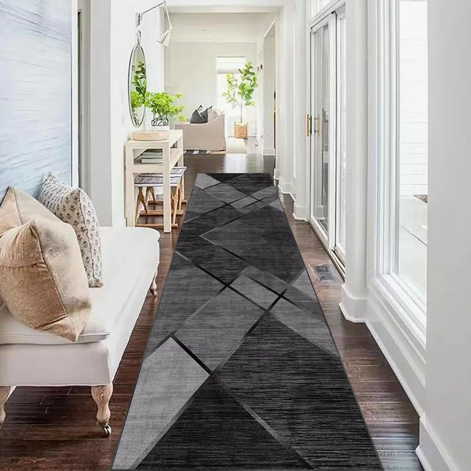 Tapis Couloir Long Moderne 80 x 200 cm Tapis Escalier Absorbant Paillasson Exterieur Tapis Cuisine Devant Evier Antidérapant et Lavable Tapis de Passage pour Cuisine Salon Chambre Entree Interieur