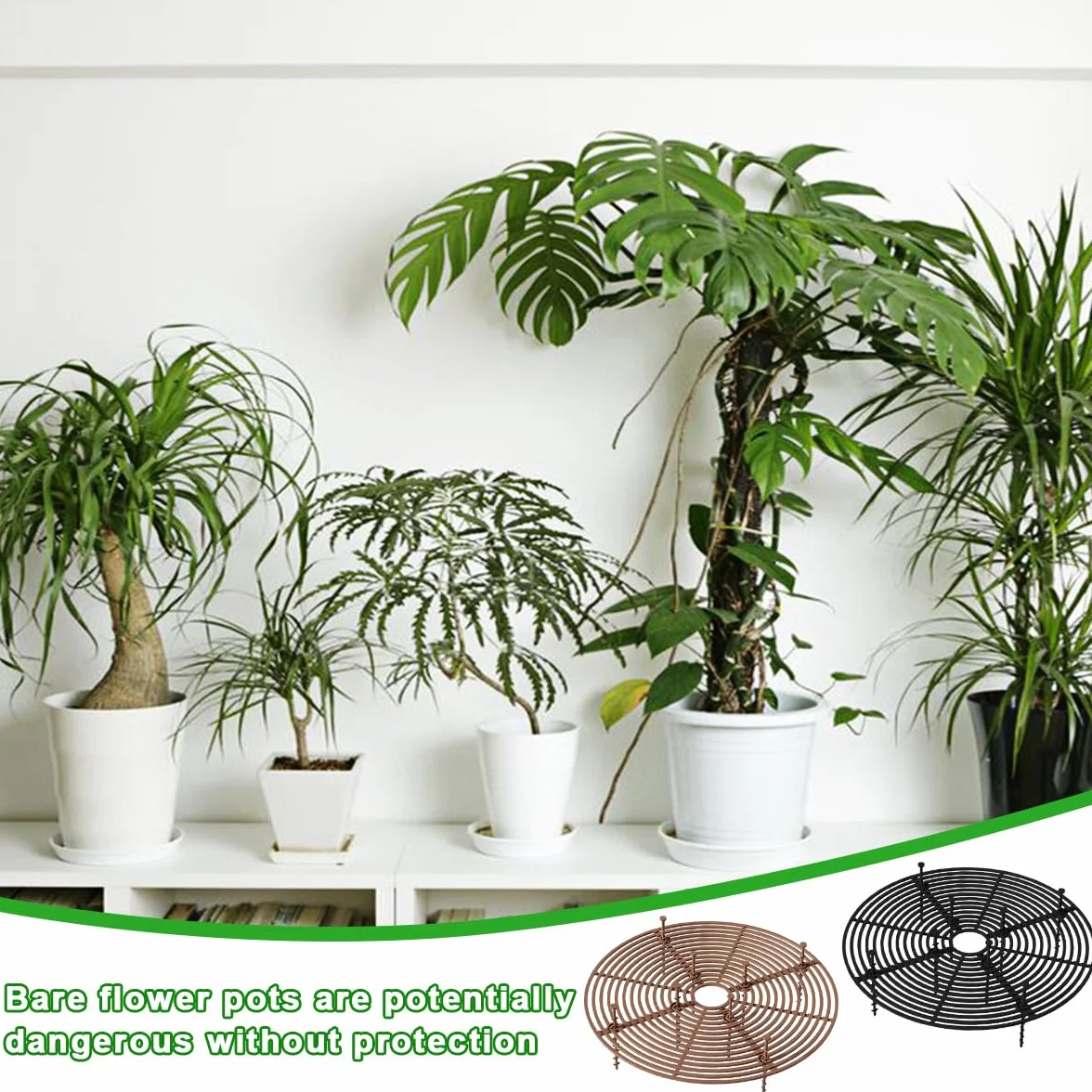 Grilles de Pots de Plantes 4 Pièces, Cache-Pot de Fleurs Jusqu'à 30 cm, Protection Sol pour Plantes Contre Chats Enfants
