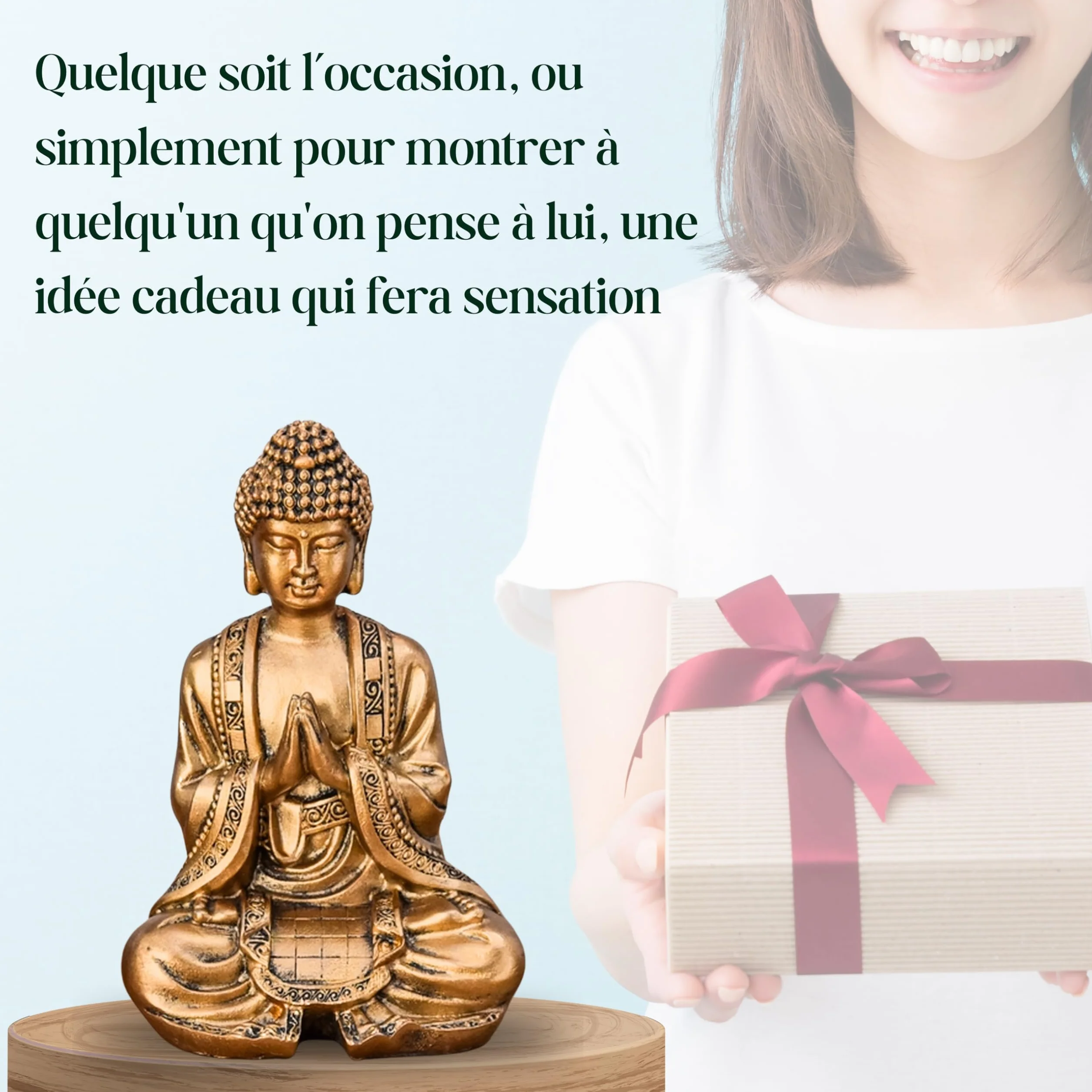 Statue Bouddha Or Méditation 12cm Zen Feng Shui Décoration Intérieur