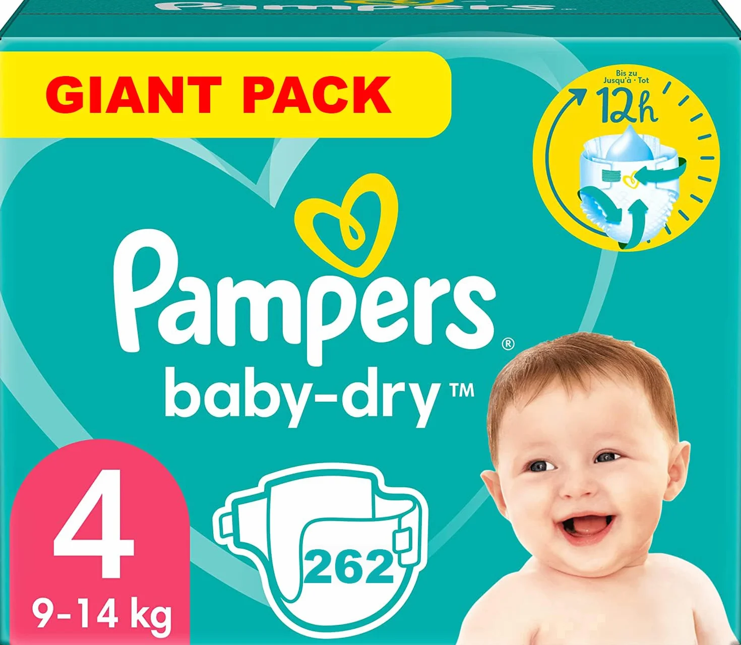Pampers Baby-Dry Taille 4 262 Couches (9-14 kg)
