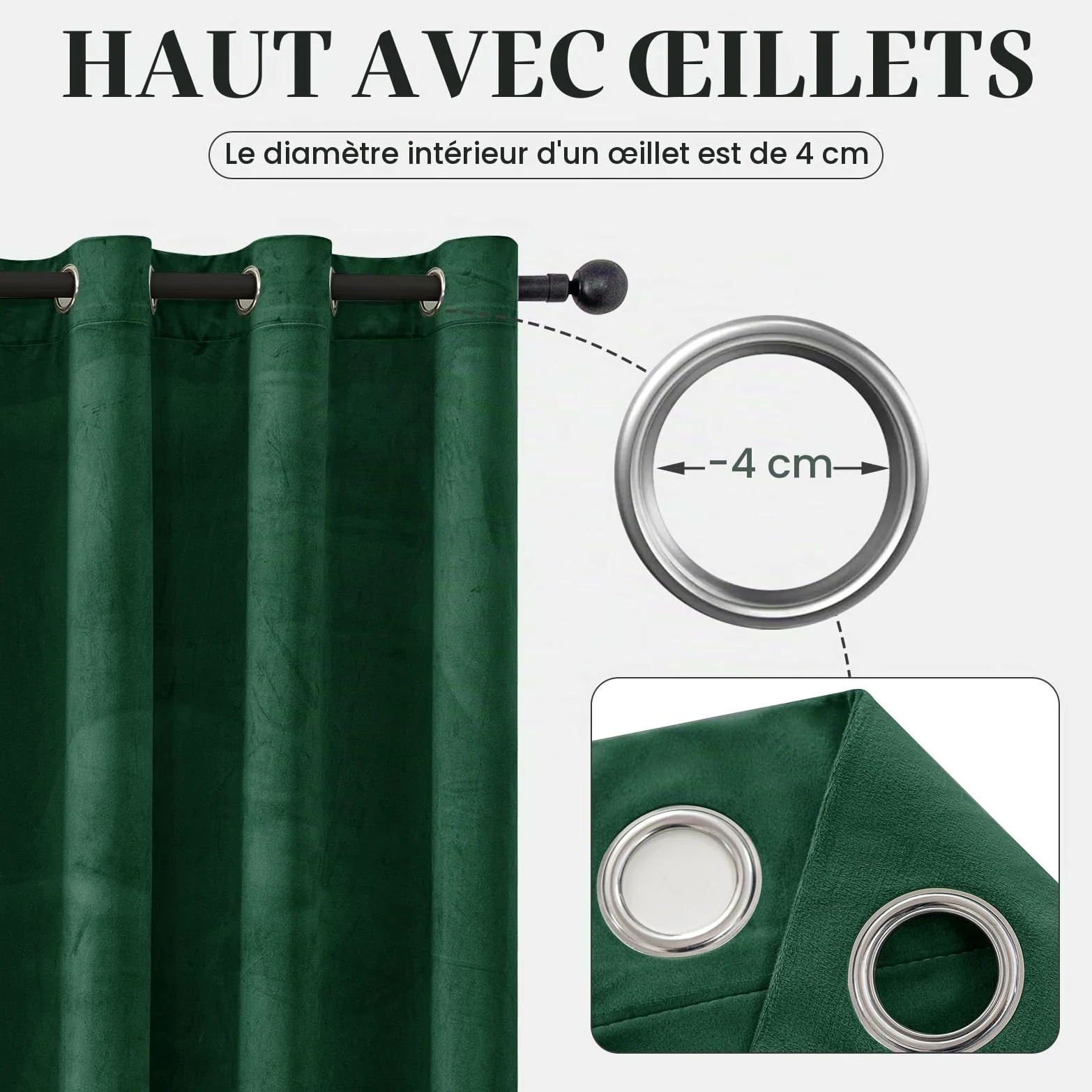Ystyle Rideau Occultant Velours Lot De 2, 140x260cm, Vert Foncé | Rideaux Salon Rideau Thermique Isolant Anti Chaud Intérieurs, Rideau Phonique Anti Bruit, Moderne Chambre Maison Dressing