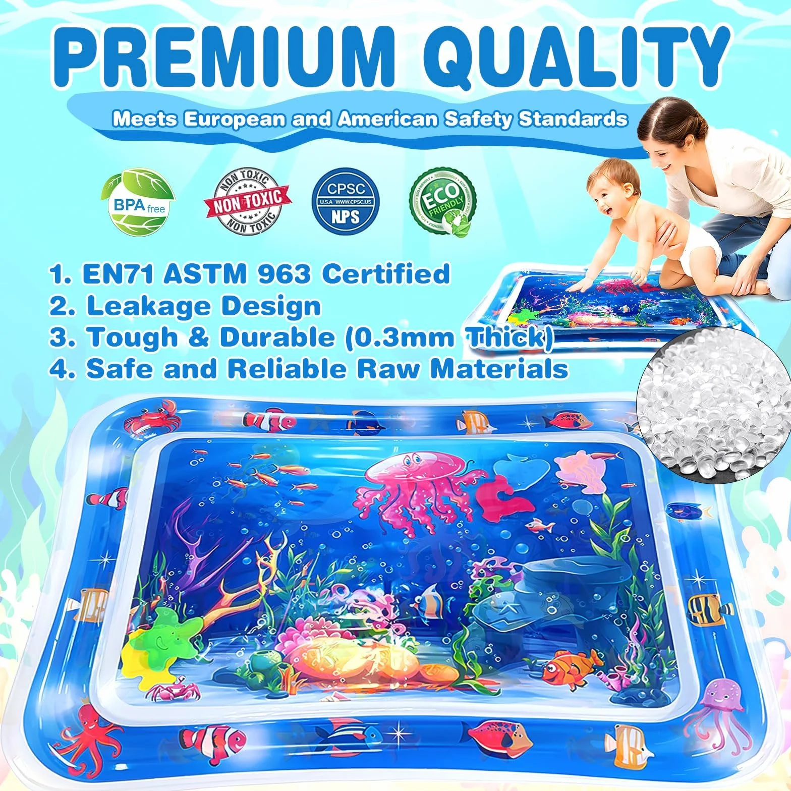 Tapis de Jeu Aquatique Gonflable Sans BPA pour Bébés 0-3 ans