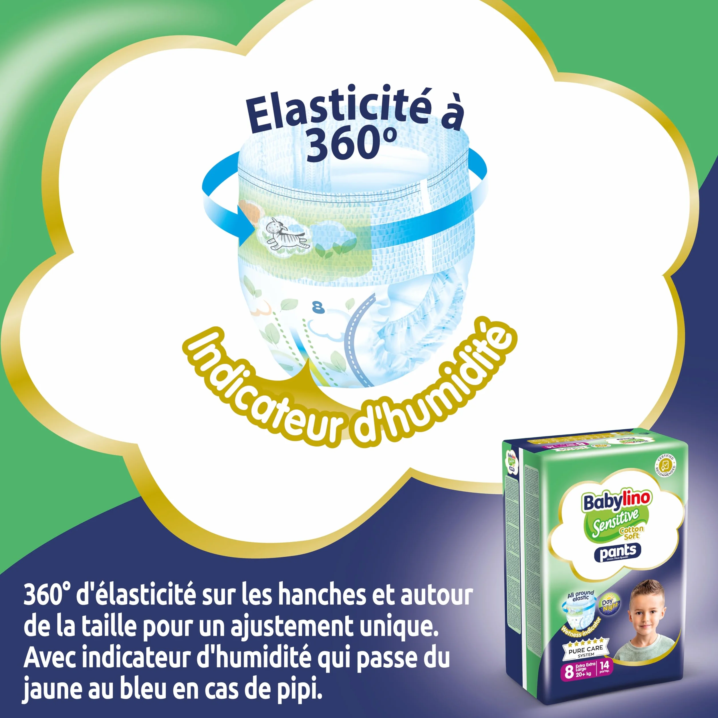 Babylino Sensitive Cotton Soft Couches Culottes Taille 8 (20+ Kg)