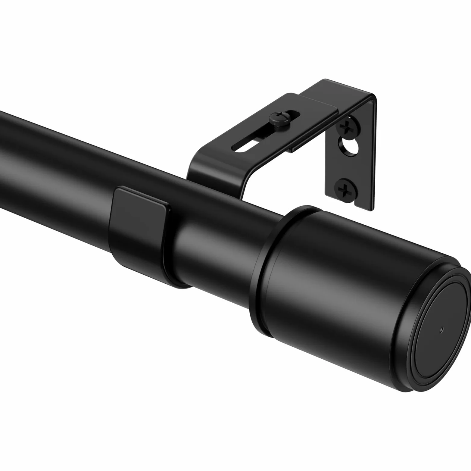 Tringle à rideaux extensible avec support - Noir - 76-397 cm de diamètre - 25 mm de diamètre - Tringle à rideaux extra longue pour chambre à coucher, salon - Métal mat robuste