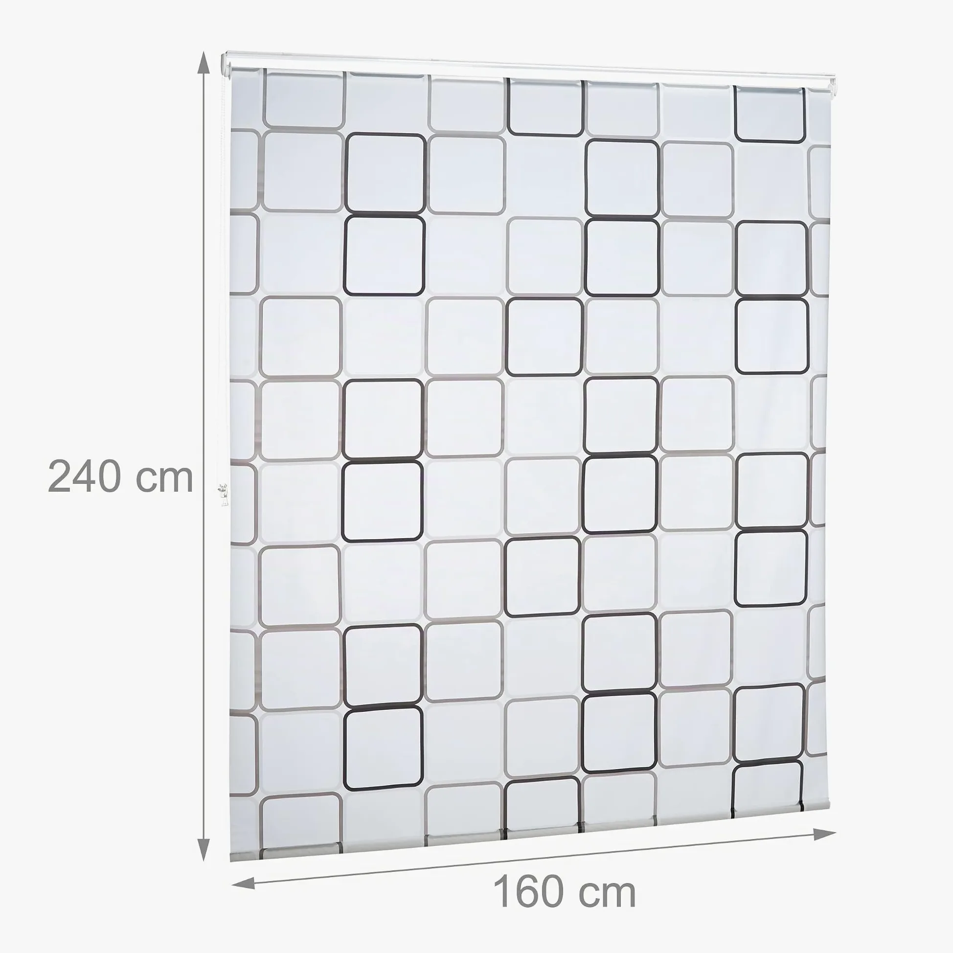 Relaxdays 10026666_1049 Carré, 160x240 cm, Rideau de douche, baignoire bain store, fixation plafond, semi-transparent, PVC, plastique, aluminium, 240 x 160 x 5 cm