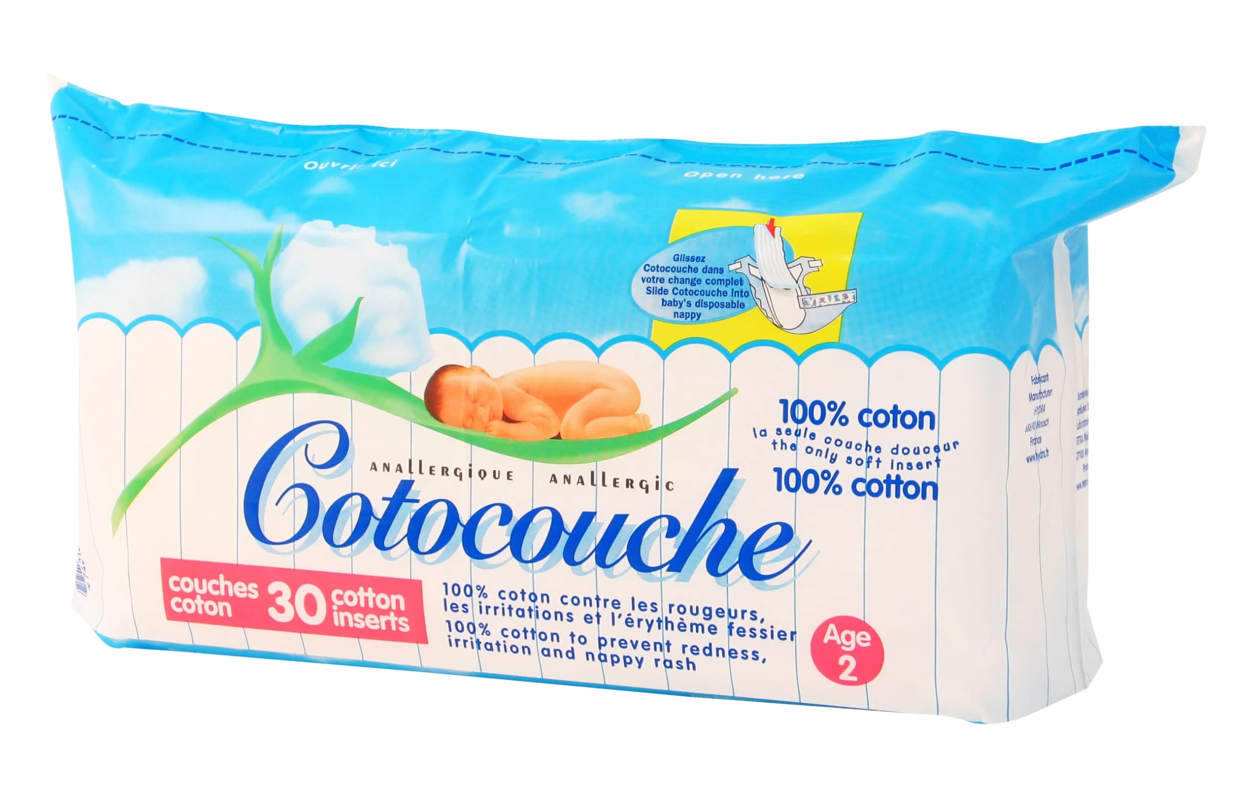 Couches 100% Coton 2ème Age Tetra Médical - Paquet de 30