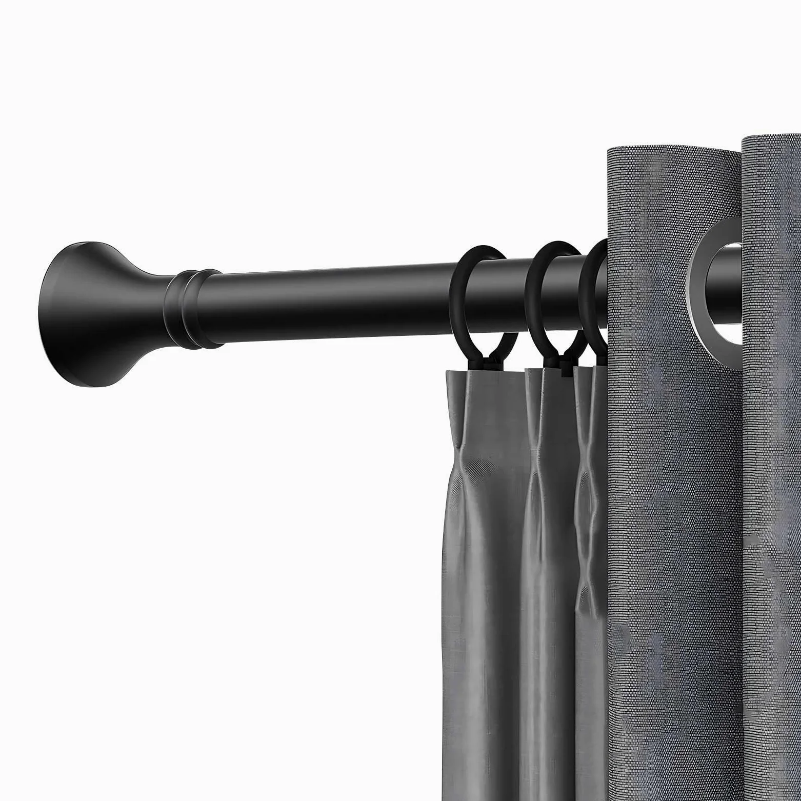 Tringle à rideaux télescopique réglable - 40-500 cm - Tension à ressort - Robuste - Pour la maison, le balcon, la salle de bain, la terrasse - Noir - 260-350 cm