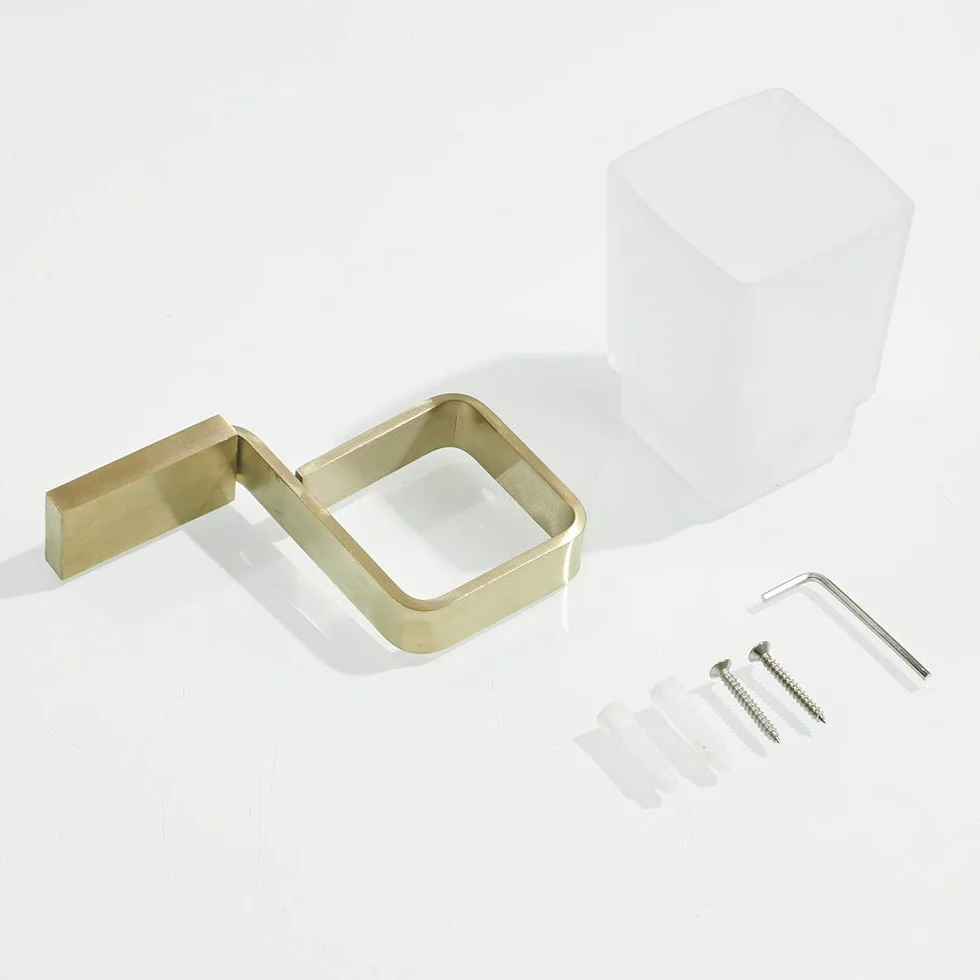 Porte Brosse à Dents Fixation Murale en Acier Inoxydable Or Brossé, Doré pour Salle de Bain