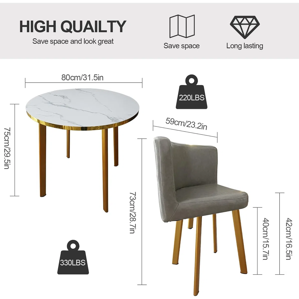 Ensemble Table et chaises de Formation pour 4 Personnes. Mobilier de Salle de conférence Polyvalent Rond/carré, idéal pour la Cuisine, la Salle à Manger, la réception de Bureau, Les réunions