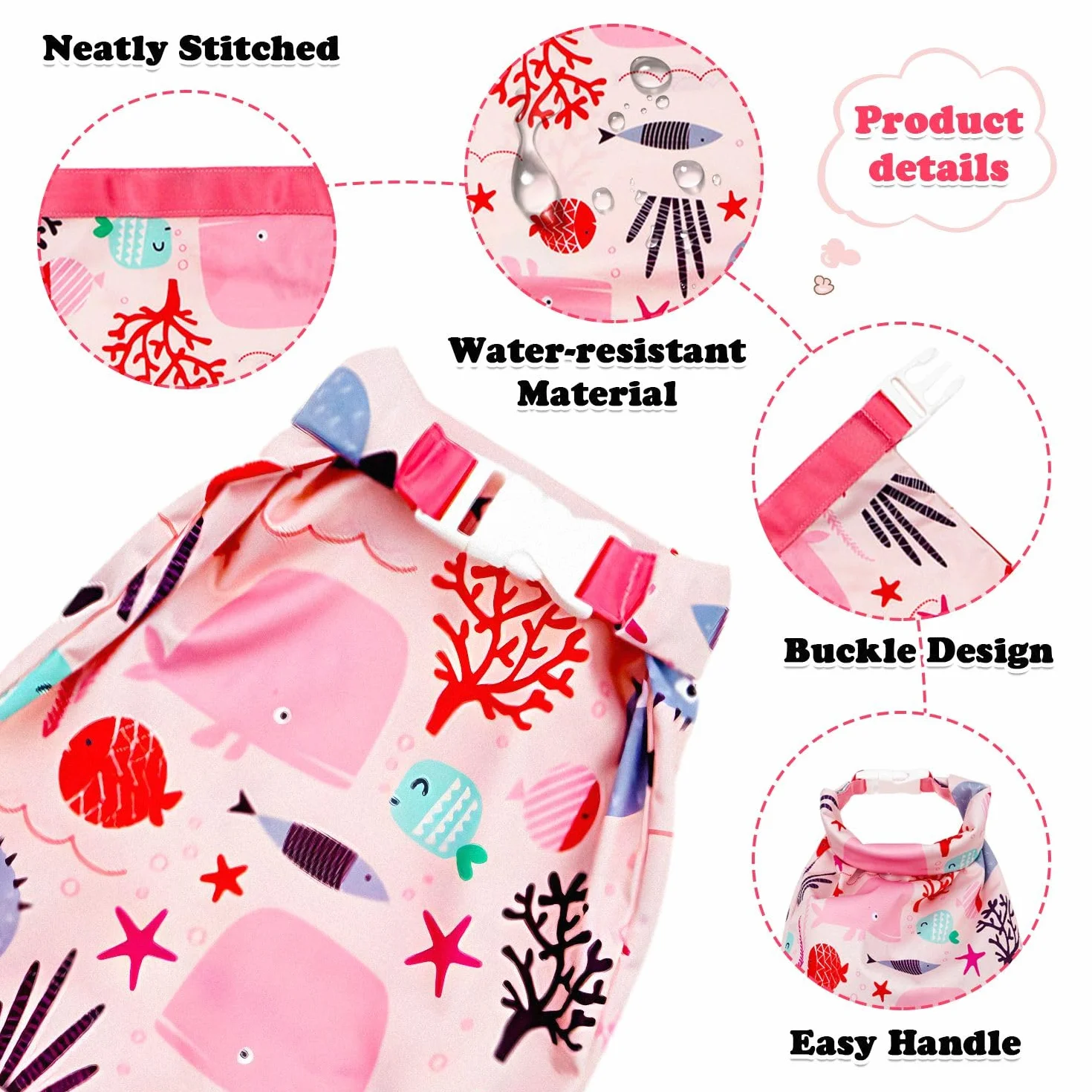 Lot de 2 sacs à couches imperméables pour bébé, Rose, Vert