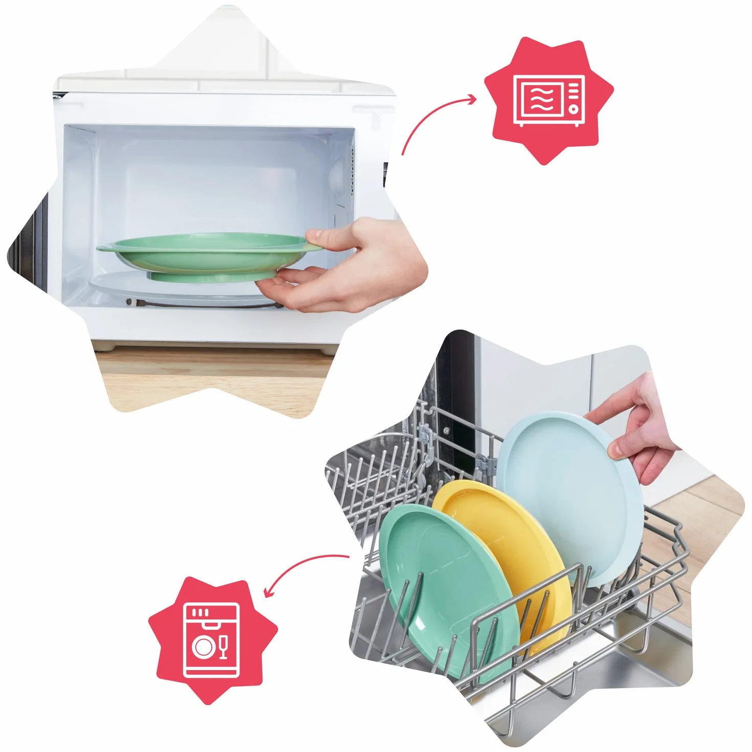 Badabulle Lot de 3 assiettes antidérapantes incassables Multicolore