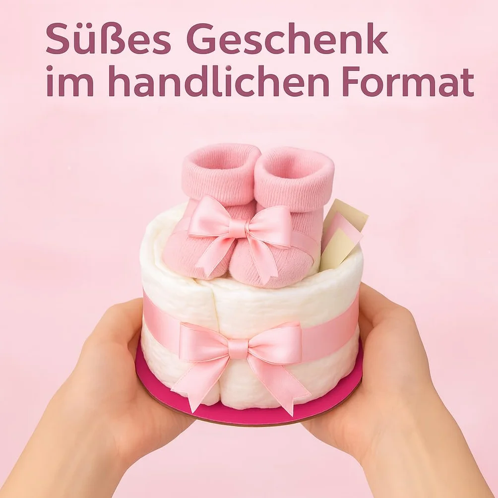 Gâteau de couches Homery pour fille rose 11 pièces avec chaussettes cadeau de naissance