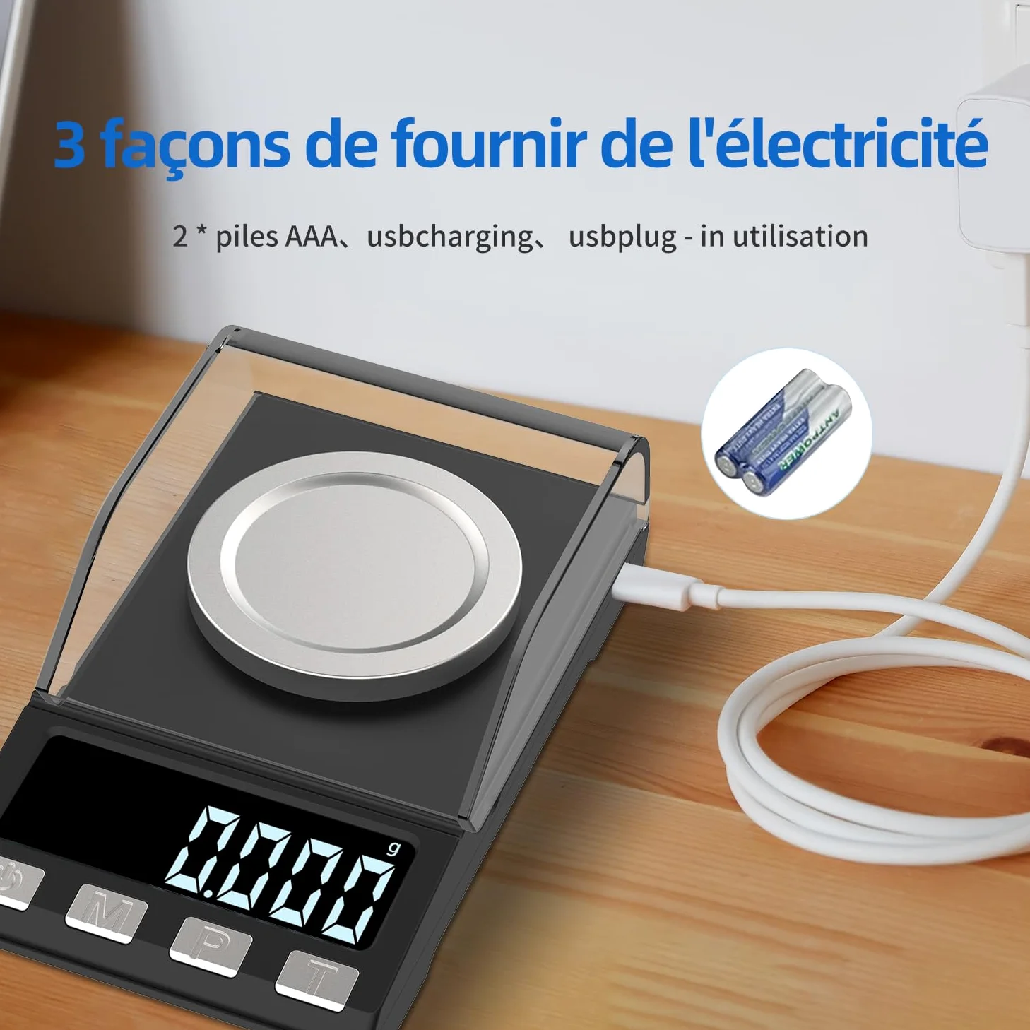 Rechargeable par USB 100g/0.001g Balance de Precision Milligrammes Balance de Poche Balances de Bijoux,Balance de Cuisine Apply to Weighing La Poudre,Bijoux, Or Poche avec Poids D'étalonnage