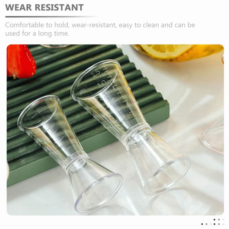 ULTECHNOVO Lot de 6 tasses à mesurer en plastique à double doseur à cocktail à long manche