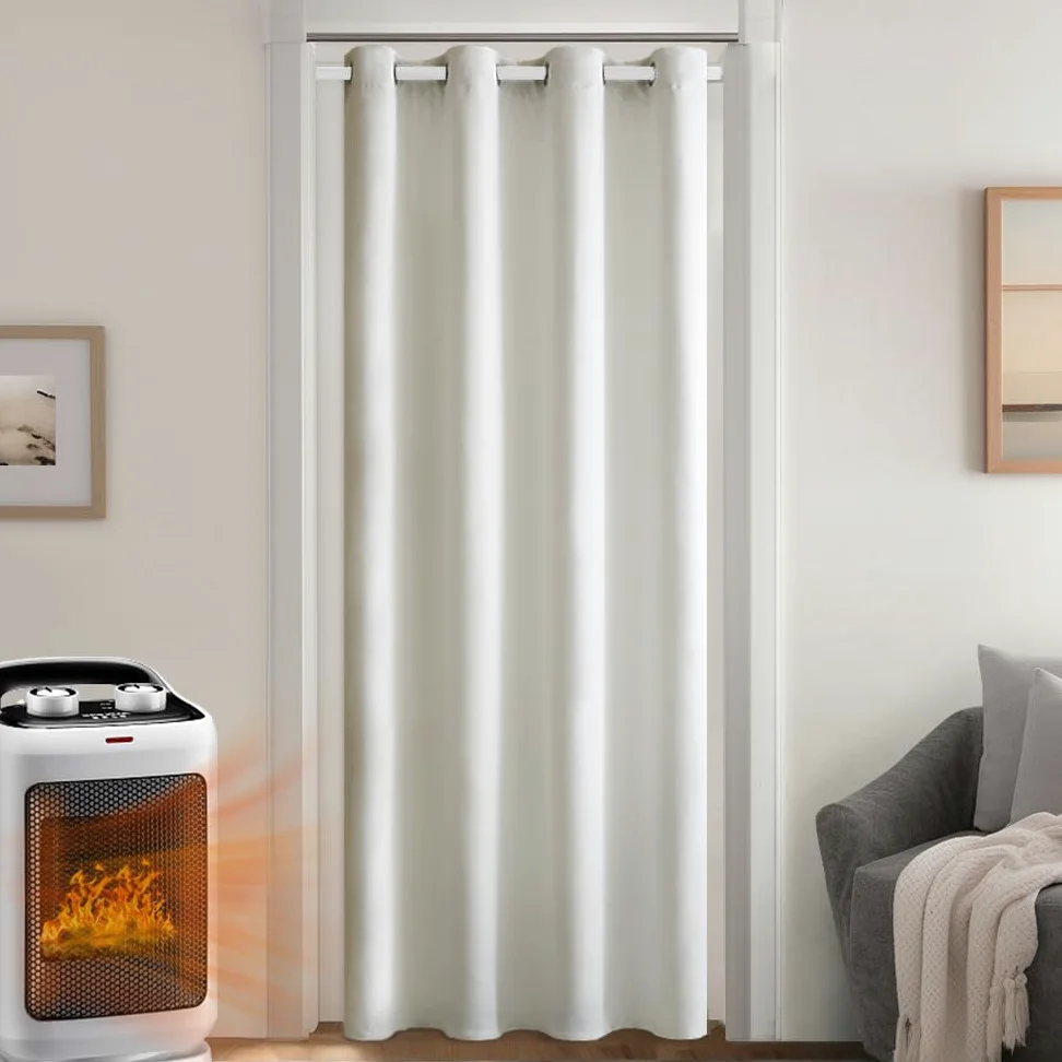 MIULEE Lot de 1 Rideau Thermique Occultant Oeillet 140x225cm Blanc | Rideau thermique occultant doublé épais à oeillets, isolation froide pour salon et chambre