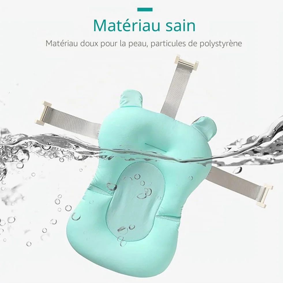 Coussin de Bain Réglable pour Bébé - Siège de Bain pour Tout-Petit, Réducteur de Baignoire, Tapis Antidérapant Pliable
