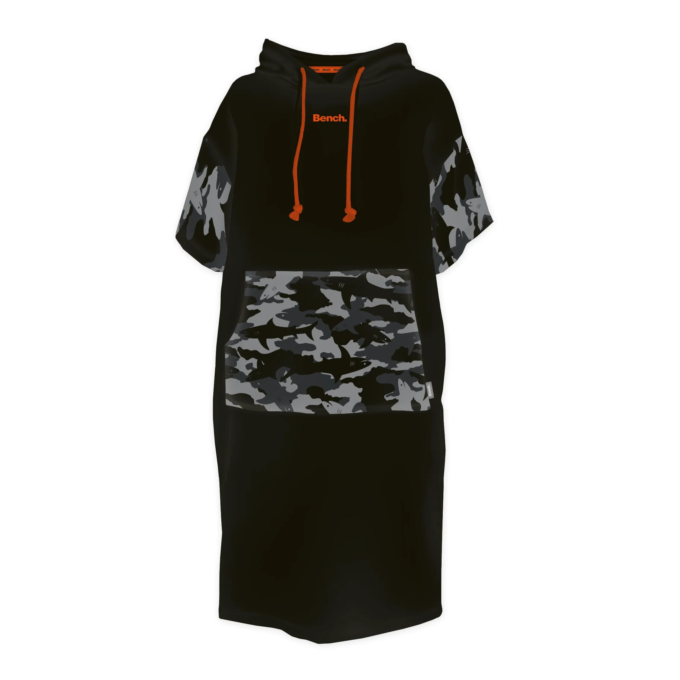 Bench Poncho de Surf Camouflage, Peignoir de Change & Serviette de Plage à Capuche, Coton Premium Ultra Absorbant 335g/m², Unisexe (Hommes & Femmes) pour Sports Nautiques, Taille S-M, Noir
