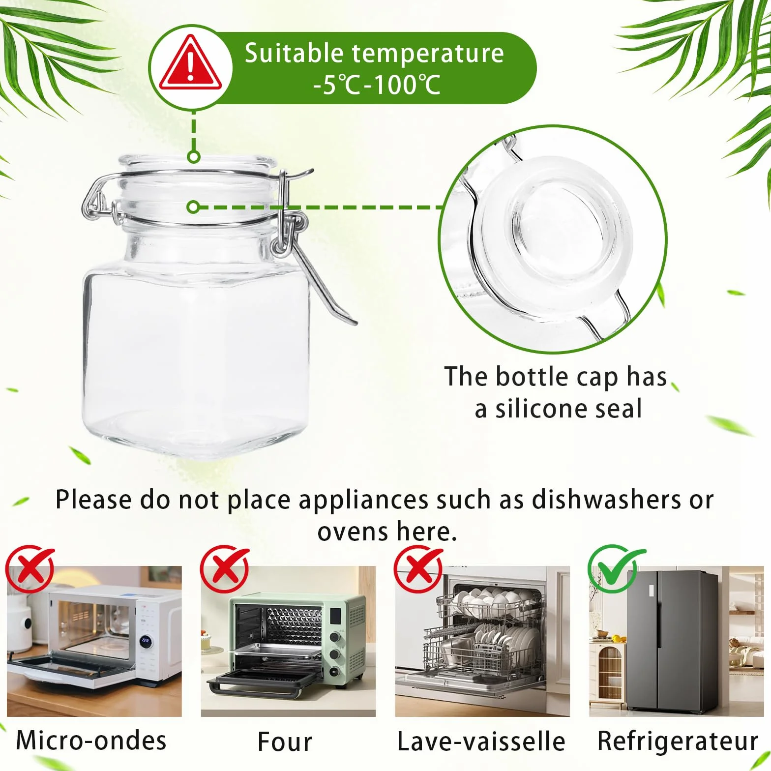 Mini Pots à Épices en Verre Hermétique avec Clip - Bocaux pour Céréales et Grains