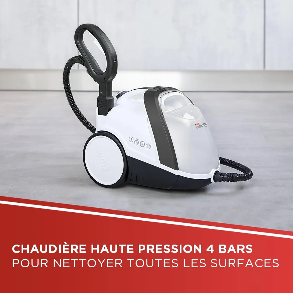 Polti Vaporetto Smart 120 Nettoyeur Vapeur 4 Bars 2 Litres 14 Accessoires Blanc Noir