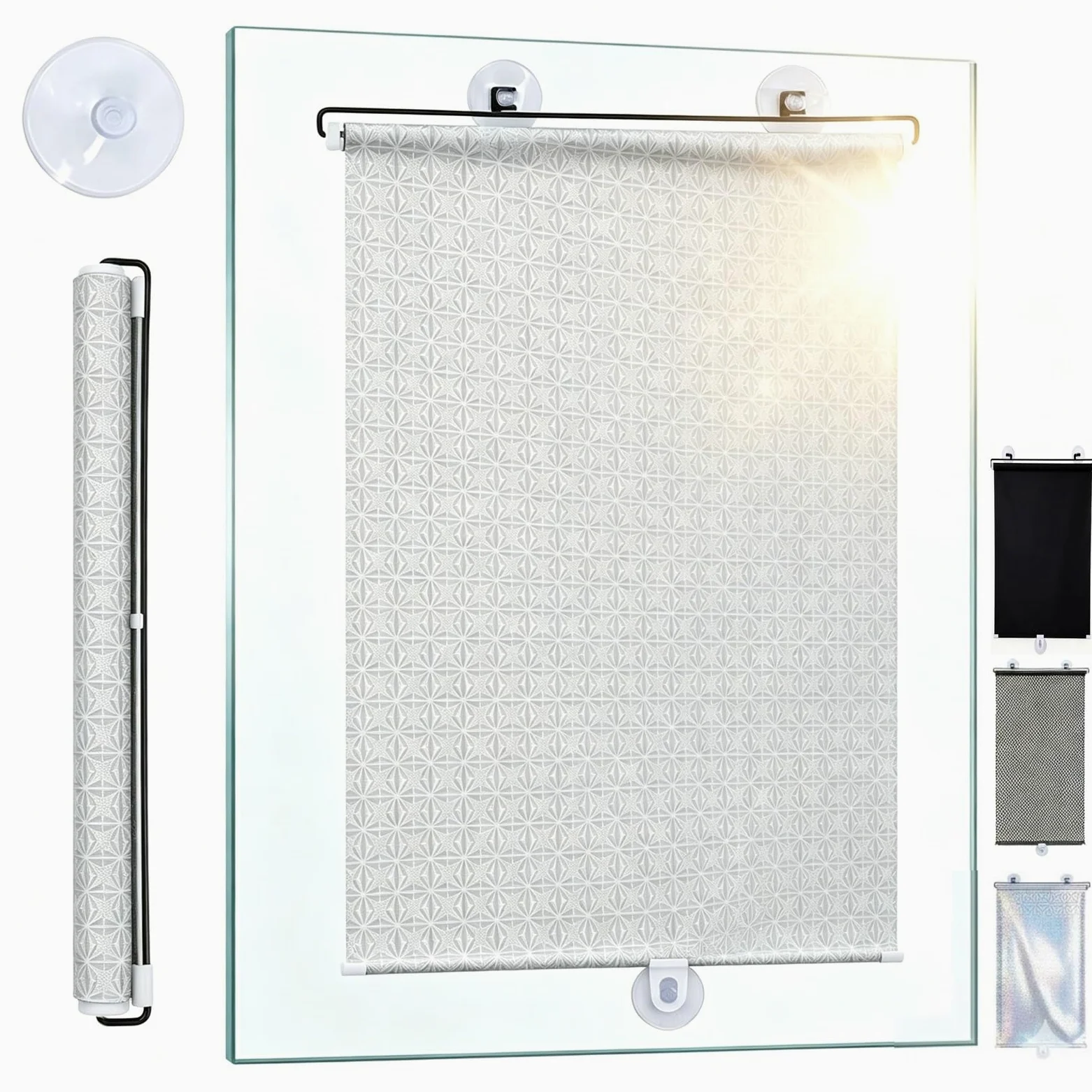 Store Occultant à Ventouse sans Perçage, W30-80cm Store Occultant Enrouleur avec Protection Thermique et UV, Rideau Pare-Soleil Portable pour Fenêtre(Argent,W:80xH:200 cm (31x79 in),)