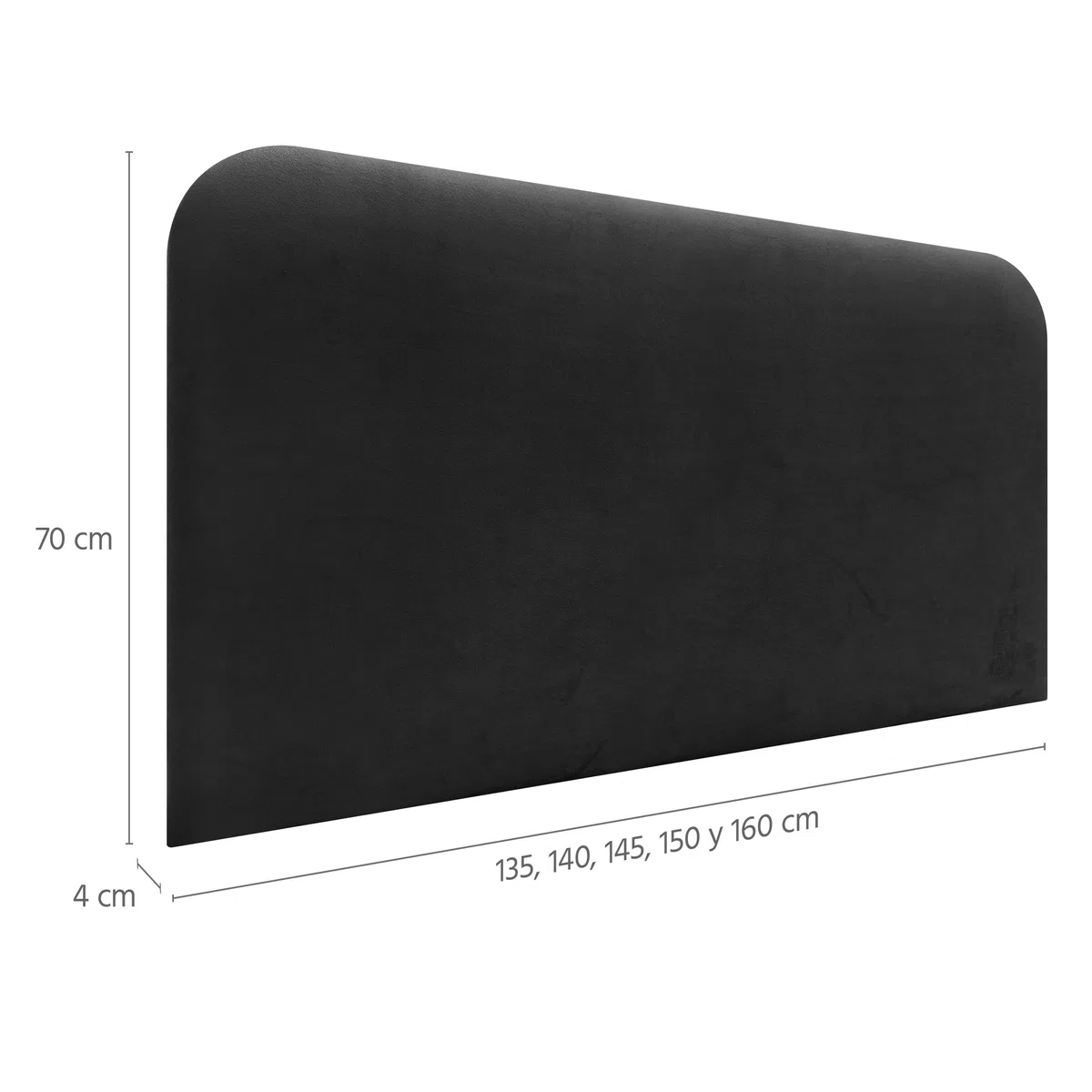 DHOME Tête de Lit Lisse et Courbée Rembourrée en Velours Hauteur 70 cm pour Mur Têtes de Lit Acoustiques et Absorbantes pour Chambre (Noir, 160cm)