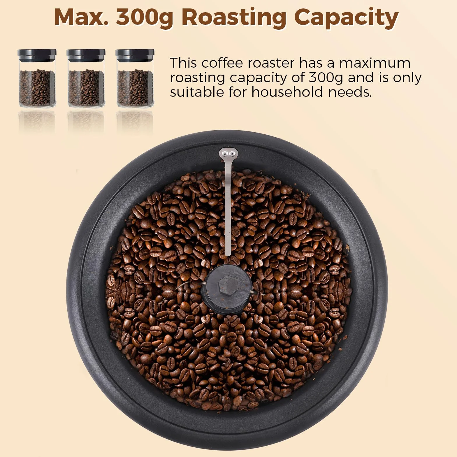 Torréfacteur de Café 300g 1200W 0-240℃ Professionnel Machine à Torréfier
