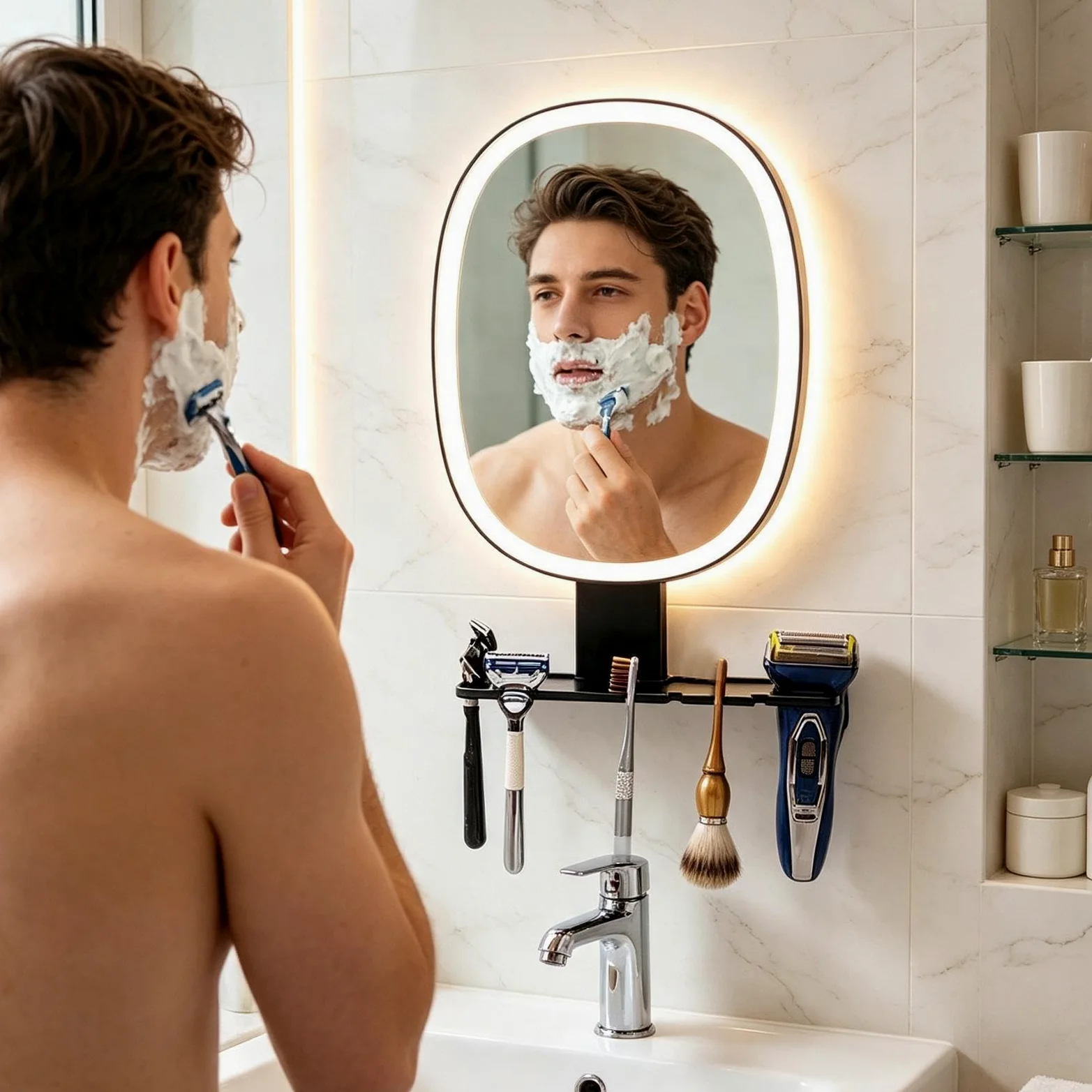 Miroir de rasage pour douche | Anti-buée Touch Control Rechargeable Salle de bain | Miroir de douche incassable pour femme, papa, mari, petit ami, maison, appartement, dortoir, hôtel