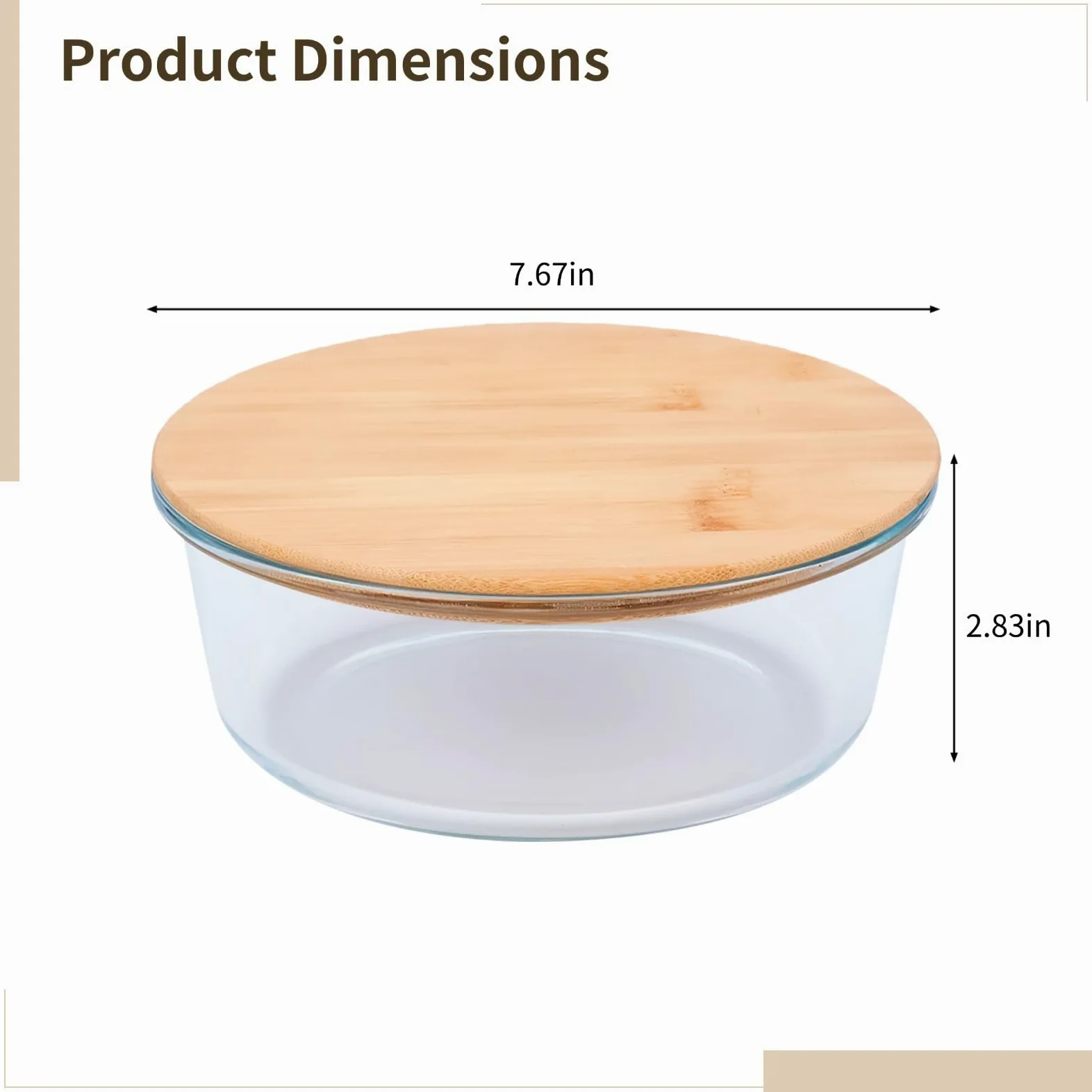 Saladier extra large en verre avec couvercle en bambou, hermétique, passe au micro-ondes et au lave-vaisselle, 1300 ml