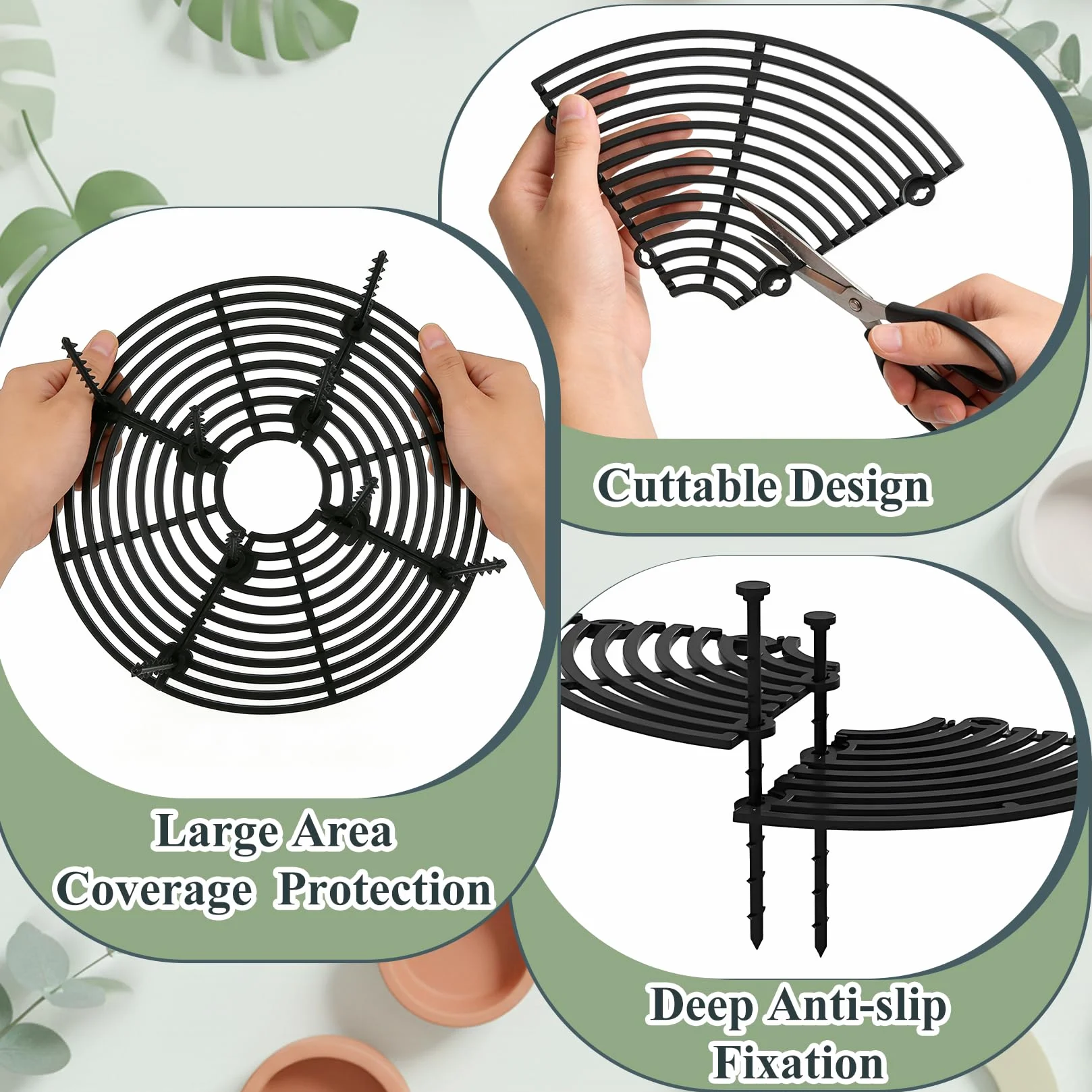 Lot de 4 grilles de pot de fleurs 30 cm polypropylène protection plantes chat enfants animaux