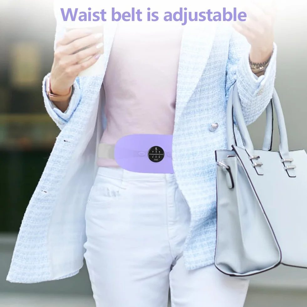 Ceinture chauffante menstruelle avec 3 niveaux de chaleur et 3 modes de massage (Violet)
