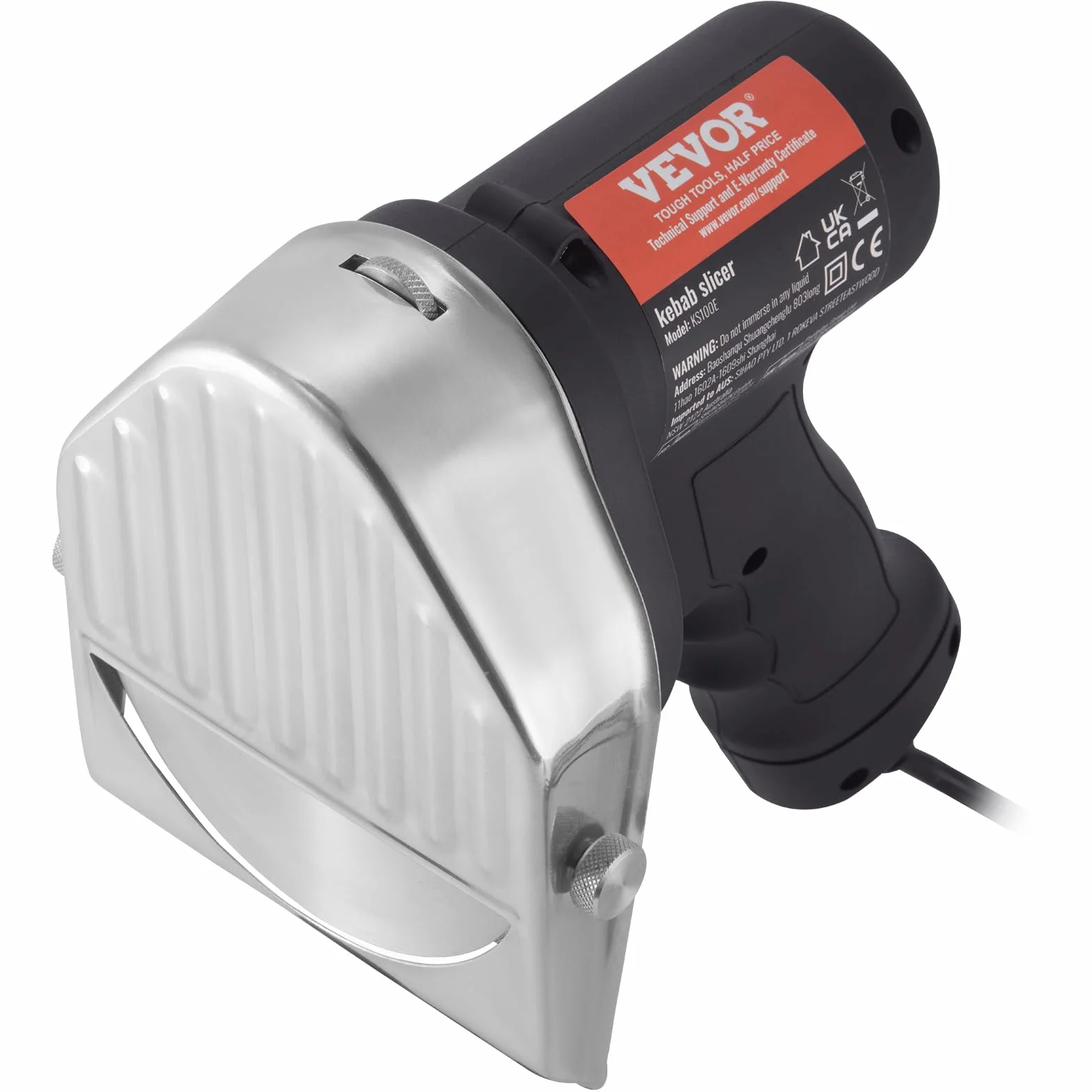 VEVOR Couteau à Kebab Électrique 80 W, Trancheuse à Viande Turc Shawarma Döner Kebab Commerciale Inox 100 mm