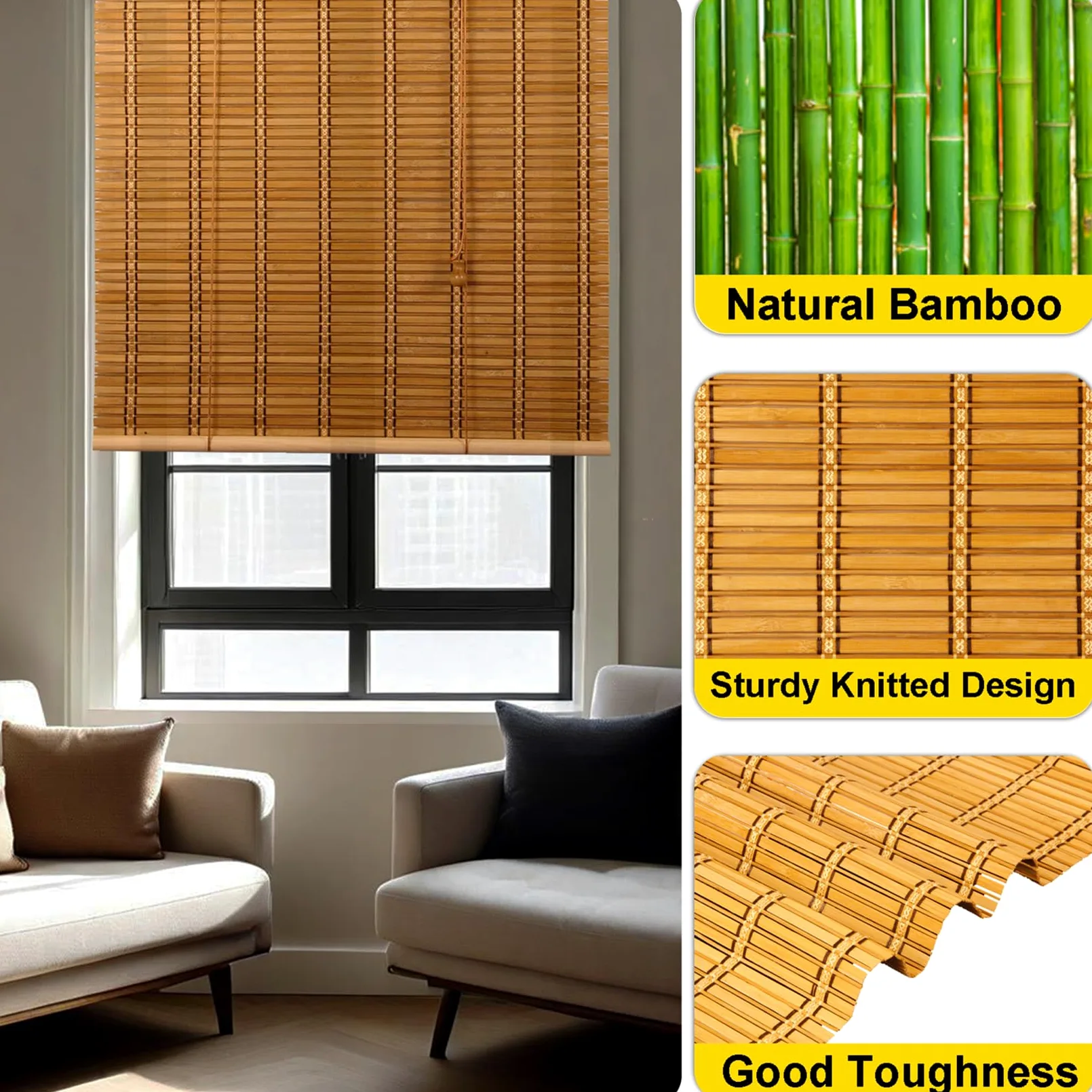Store Bambou Exterieur/Rideau Bambou Exterieur,Store Bambous Naturel | Stores Venitien Occultant Fenetre,Rouleaux Romains Rétro,Rideau Pare-Soleil Intimité Pour Maison,Personnalisée