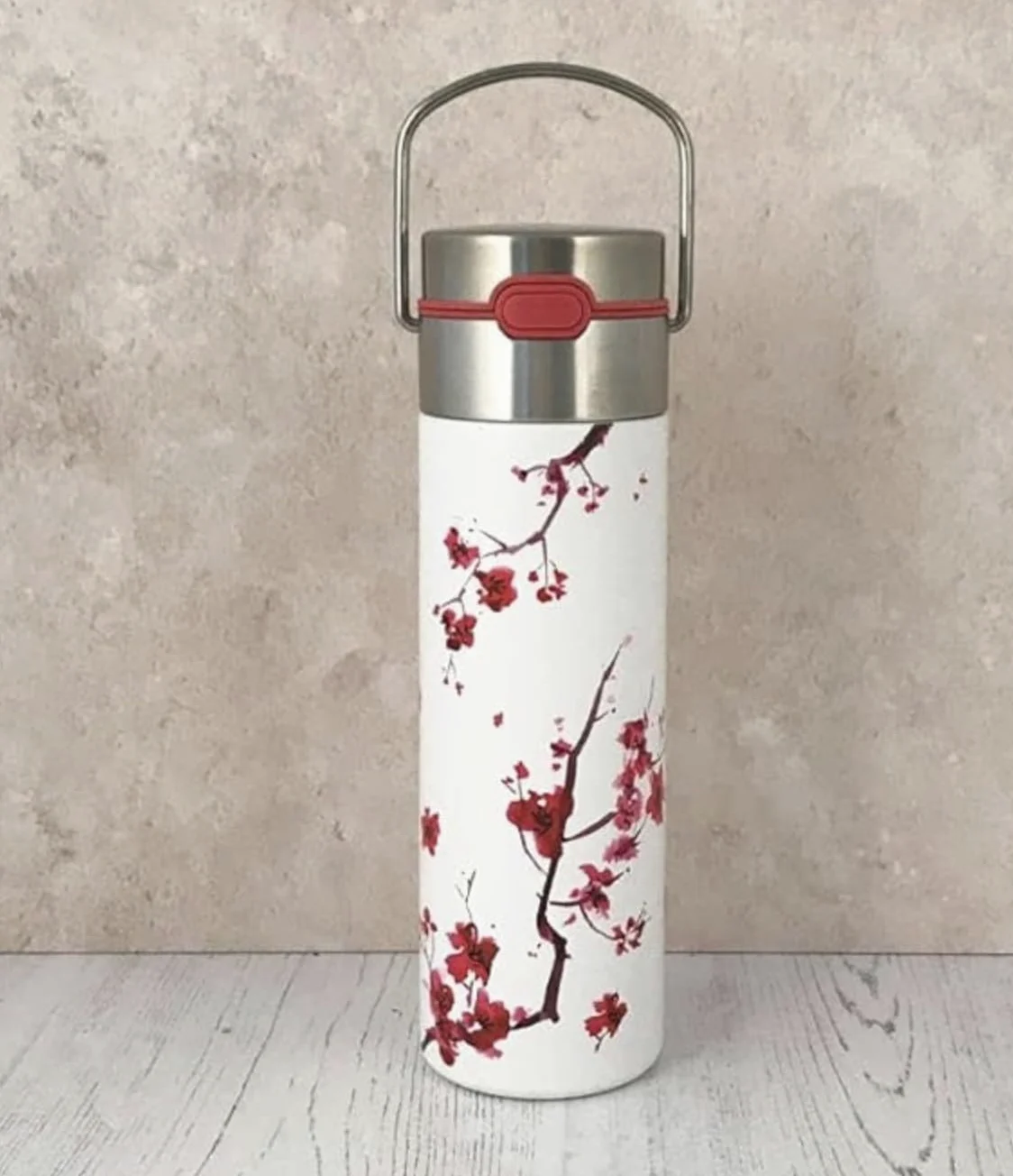 Eigenart LEEZA 11001 Cherry Blossom Gourde isotherme à double paroi en acier inoxydable avec bouchon sport et passoire, sans BPA, 500 ml
